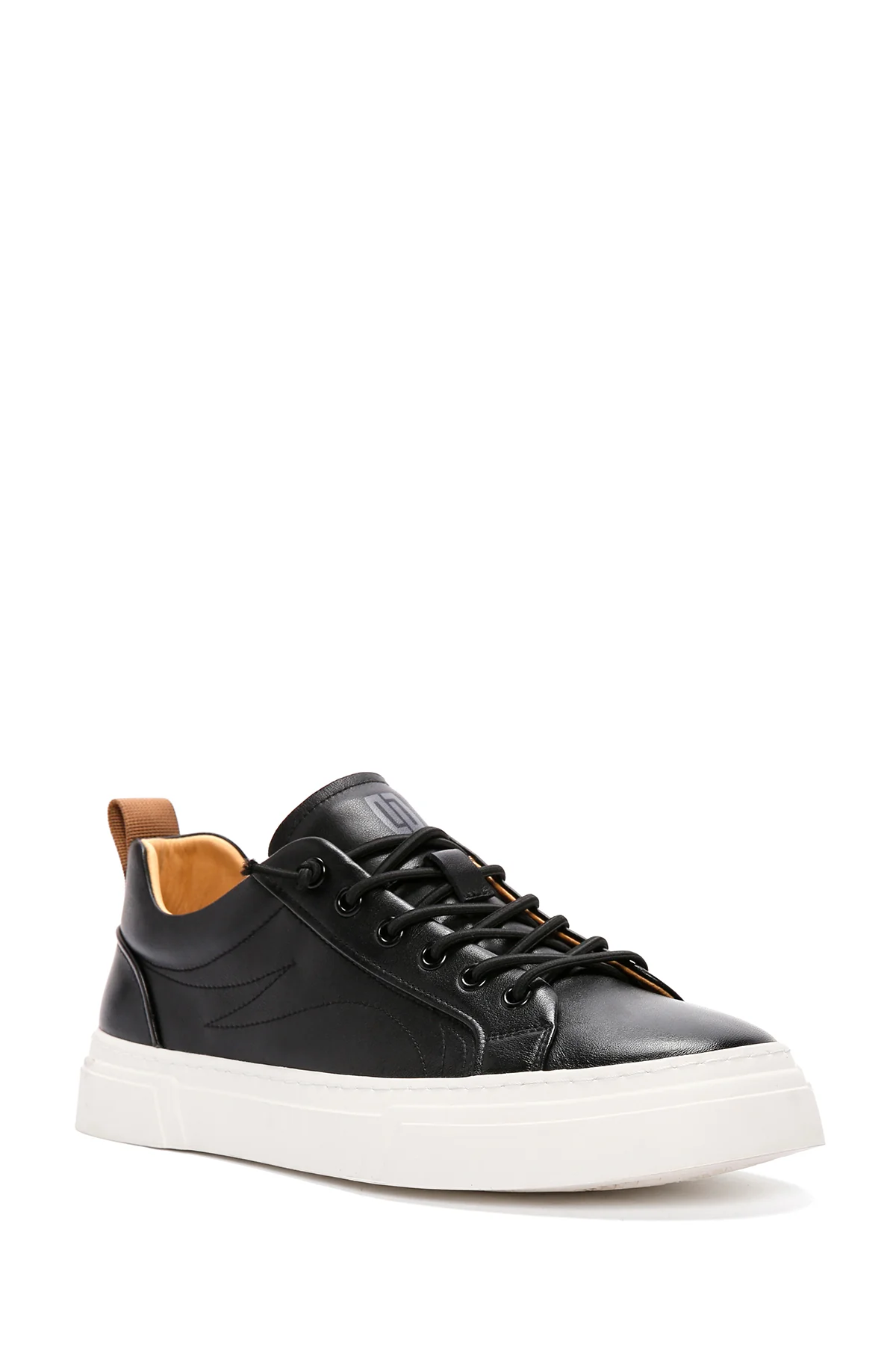 Erkek Siyah Bağcıklı Kalın Tabanlı Deri Sneaker - Image 7