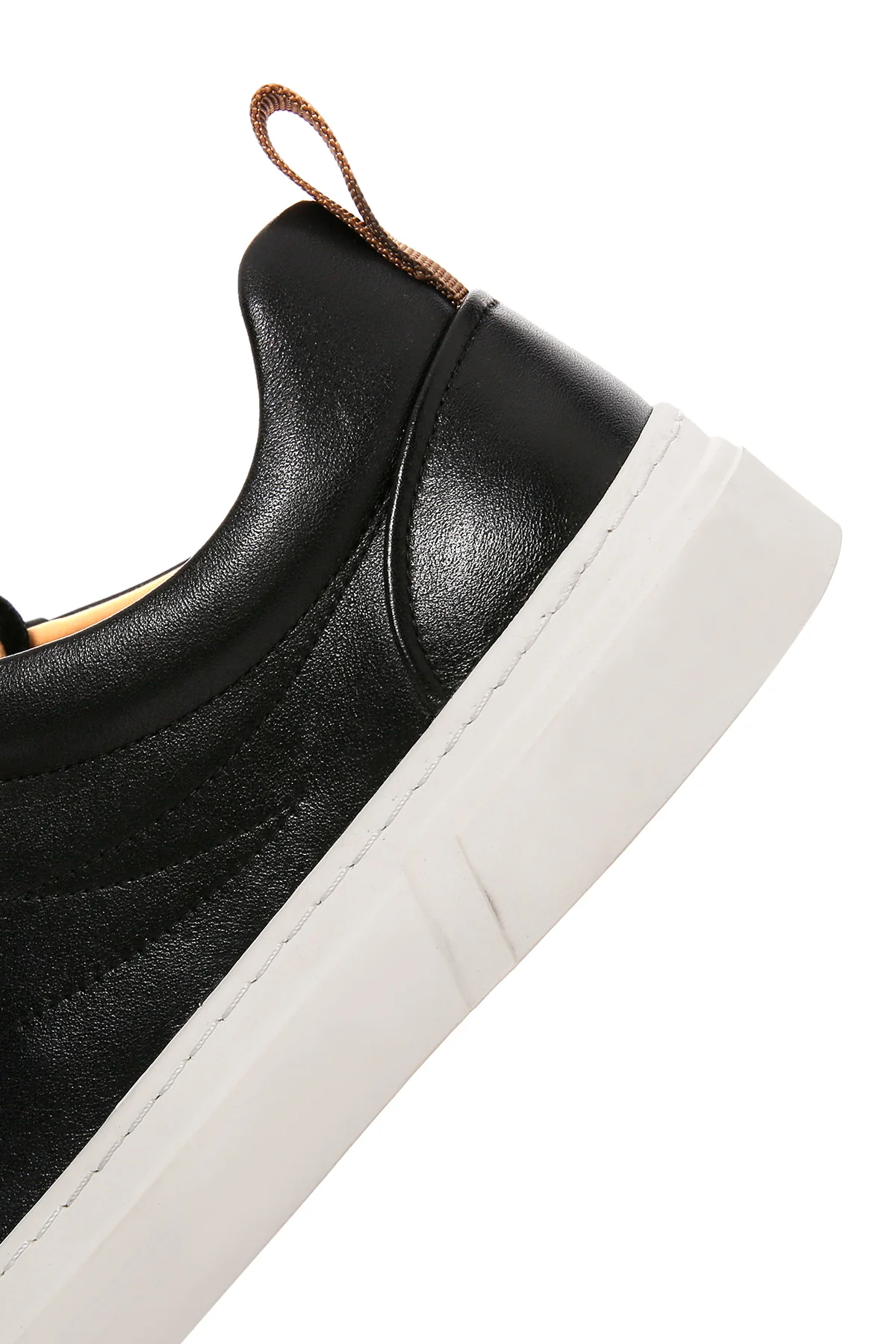 Erkek Siyah Bağcıklı Kalın Tabanlı Deri Sneaker - Image 8