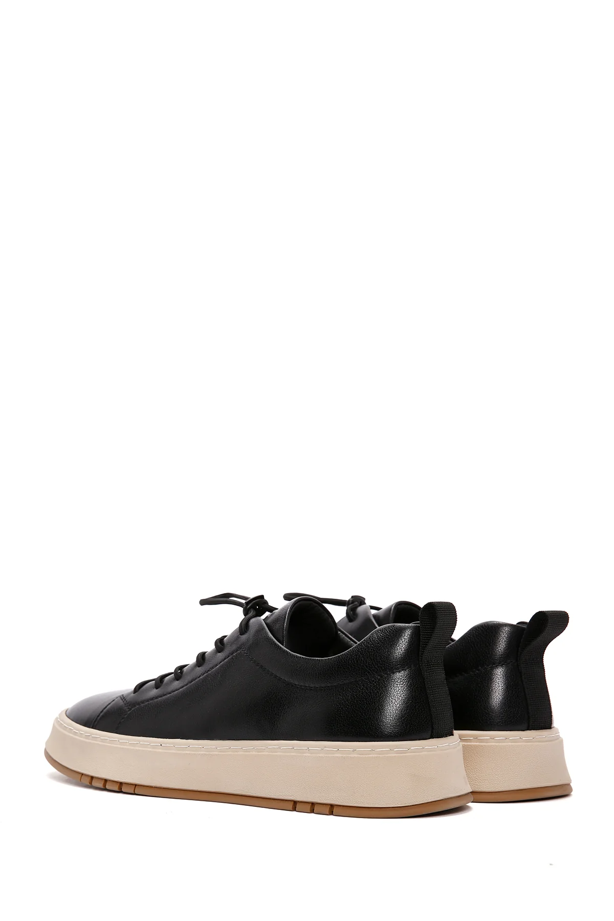 Erkek Siyah Bağcıklı Kalın Tabanlı Deri Sneaker - Image 6