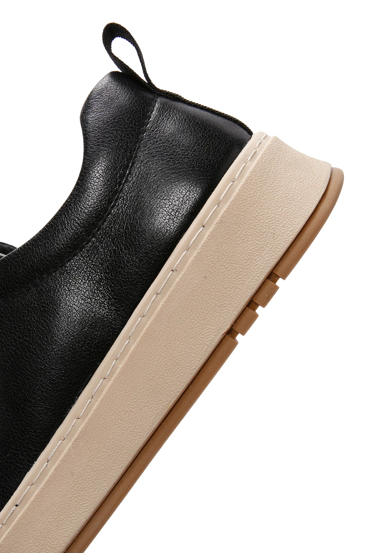 Erkek Siyah Bağcıklı Kalın Tabanlı Deri Sneaker - Image 8