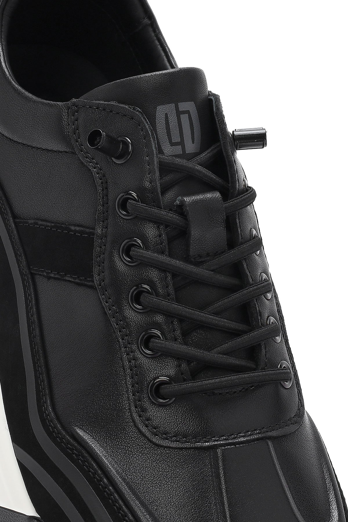 Erkek Siyah Bağcıklı Kalın Tabanlı Deri Sneaker - Image 8
