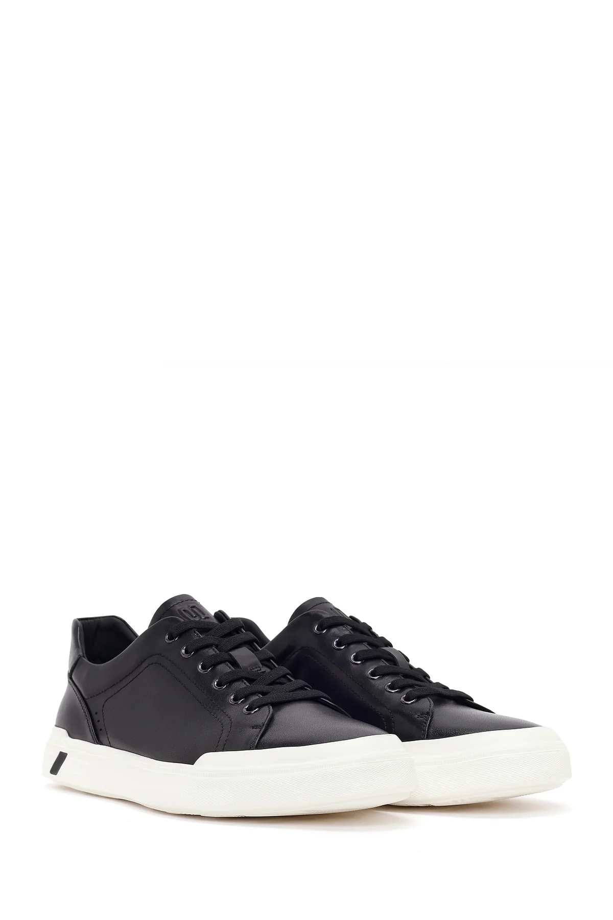 Erkek Siyah Bağcıklı Kalın Tabanlı Deri Sneaker - Image 2