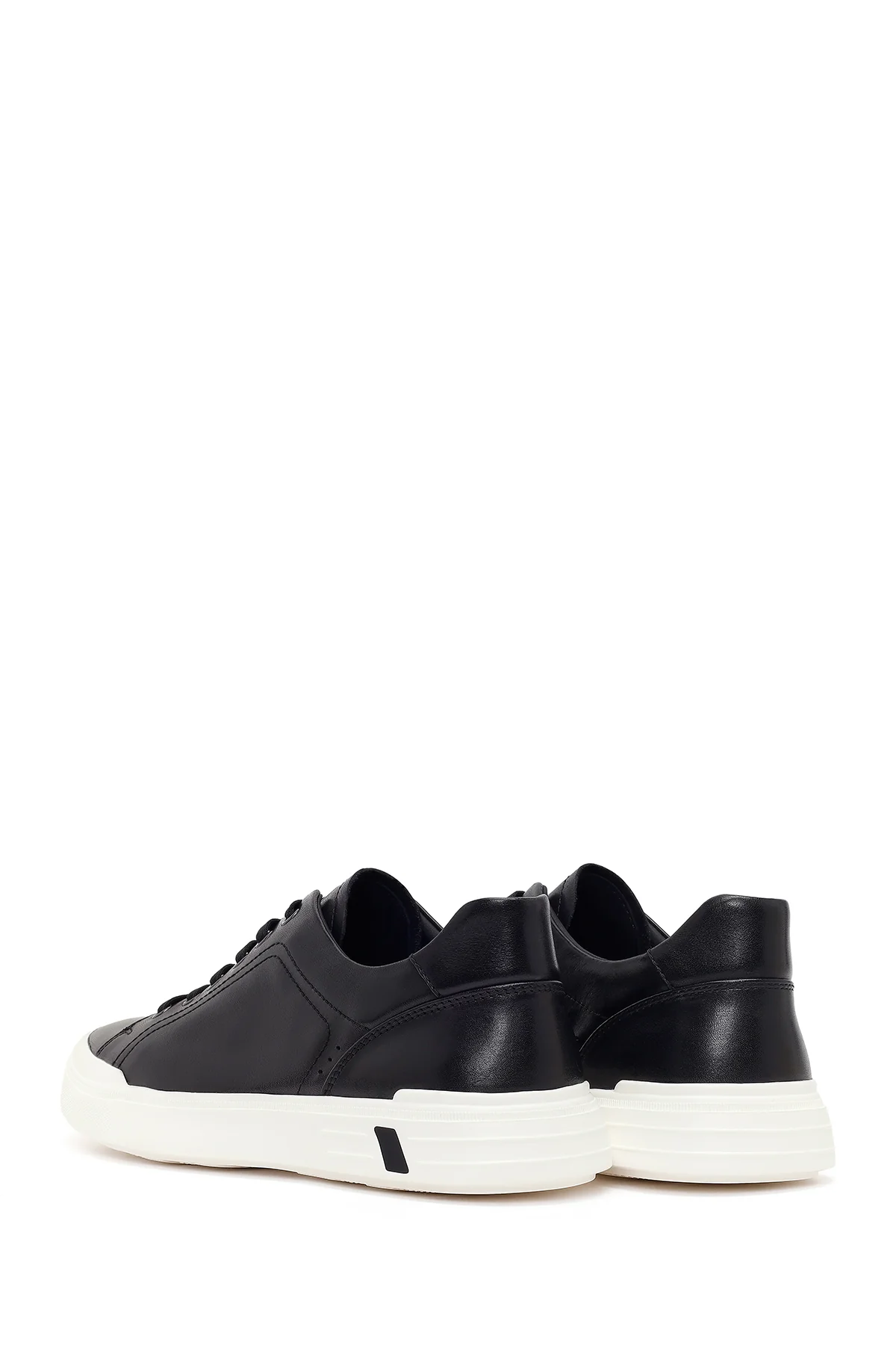 Erkek Siyah Bağcıklı Kalın Tabanlı Deri Sneaker - Image 6