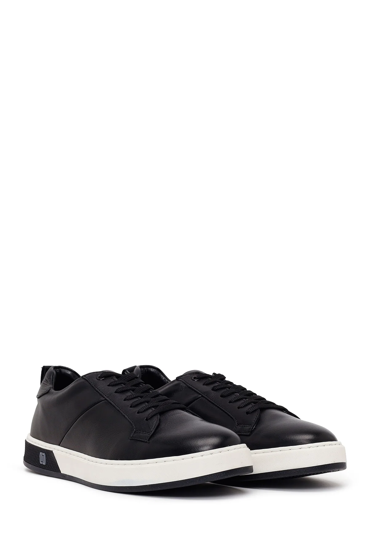 Erkek Siyah Bağcıklı Kalın Tabanlı Deri Sneaker - Image 3