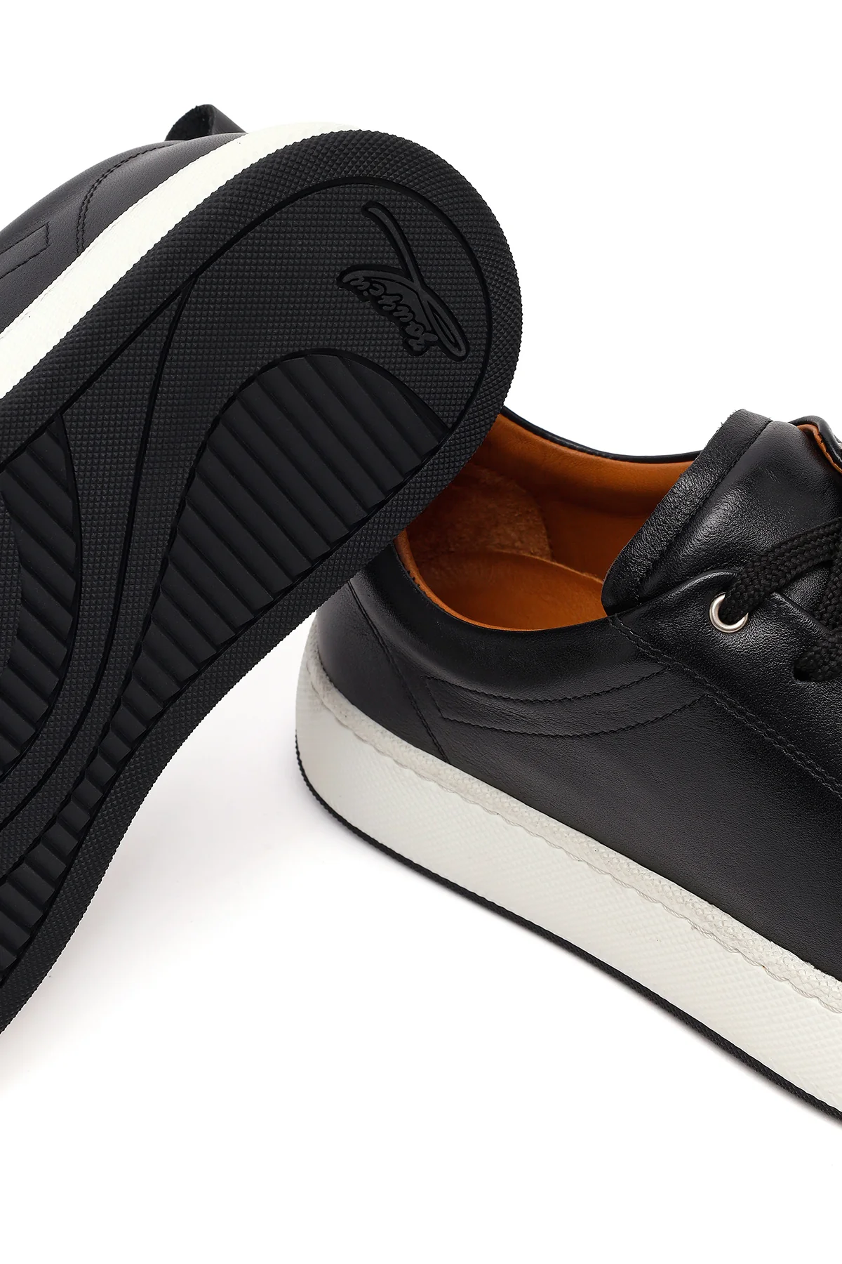 Erkek Siyah Bağcıklı Kalın Tabanlı Deri Sneaker - Image 10