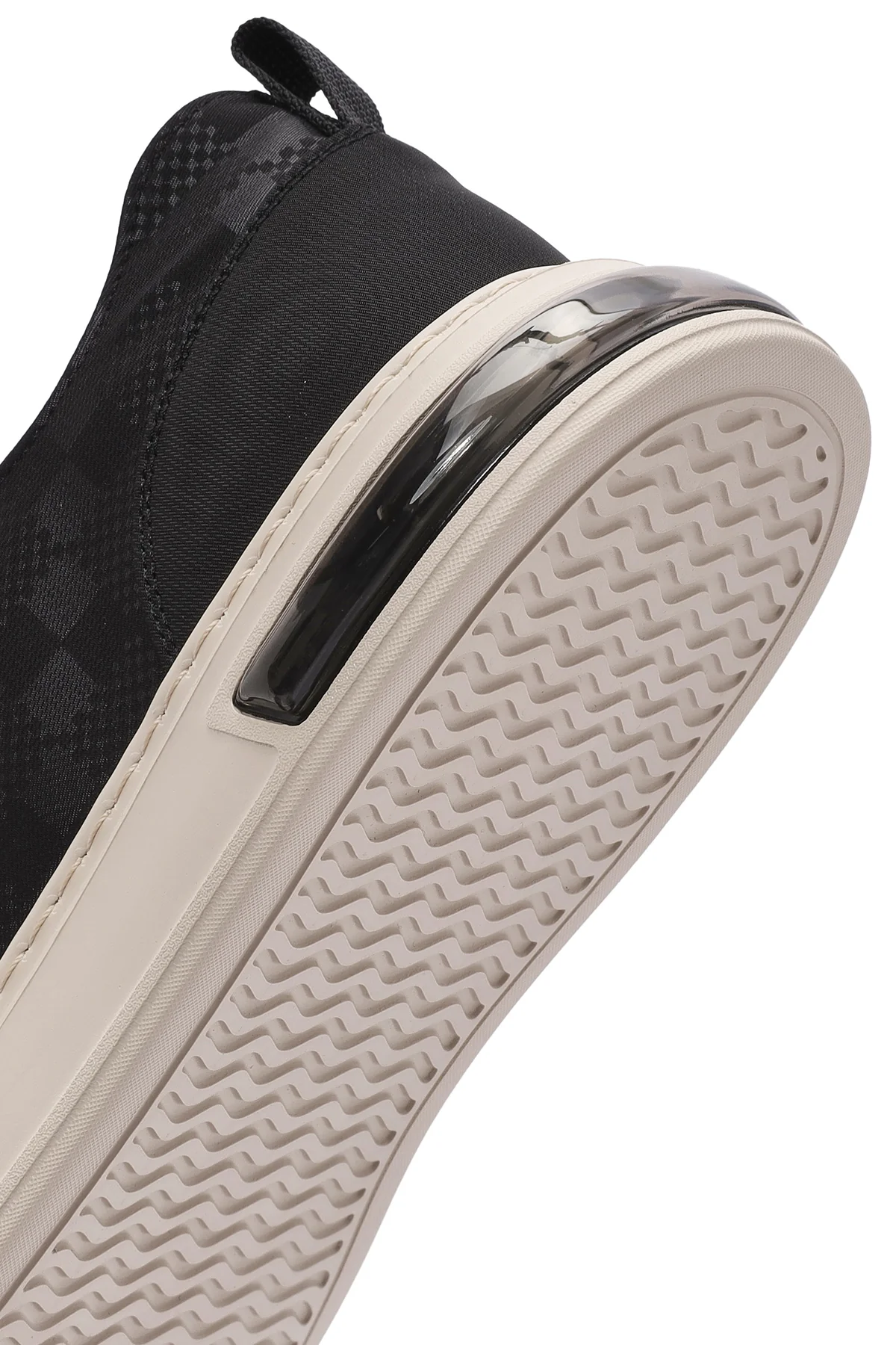 Erkek Siyah Bağcıklı Kalın Tabanlı Desenli Kumaş Sneaker - Image 8