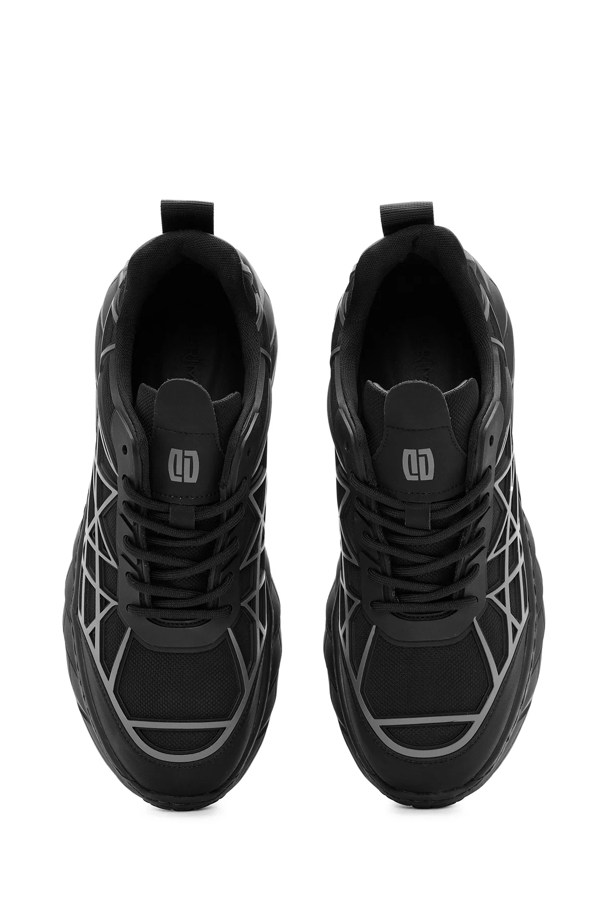 Erkek Siyah Bağcıklı Kalın Tabanlı Kumaş Sneaker - Image 7