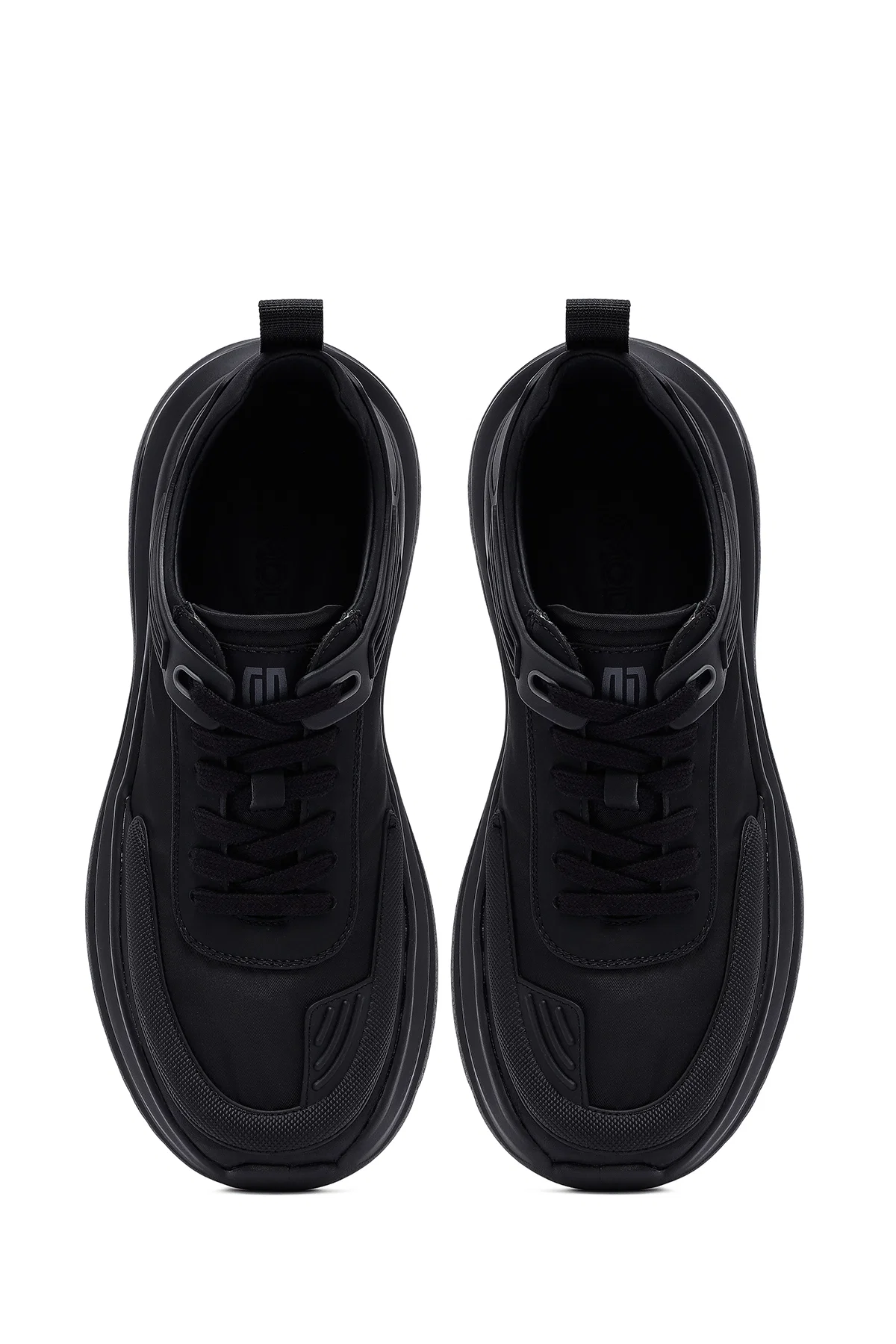 Erkek Siyah Bağcıklı Kalın Tabanlı Kumaş Sneaker - Image 7