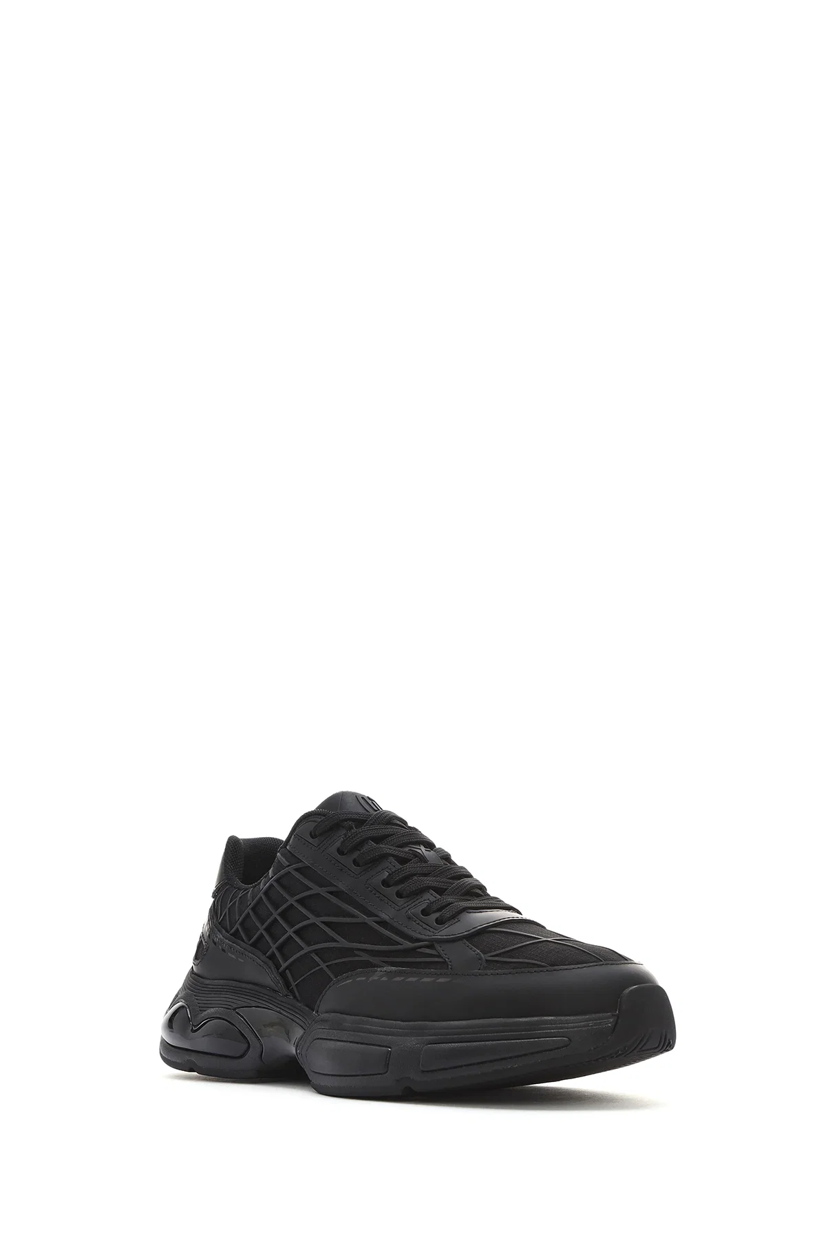 Erkek Siyah Bağcıklı Kalın Tabanlı Kumaş Sneaker - Image 6