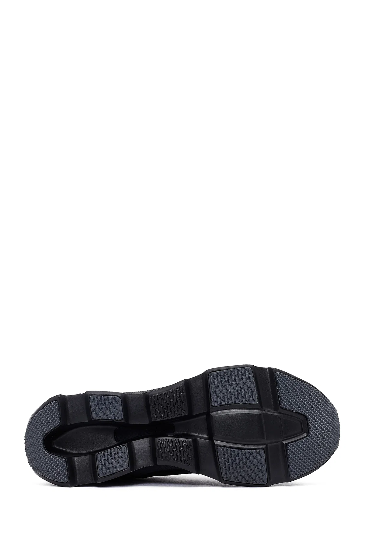 Erkek Siyah Bağcıklı Kalın Tabanlı Kumaş Sneaker - Image 4