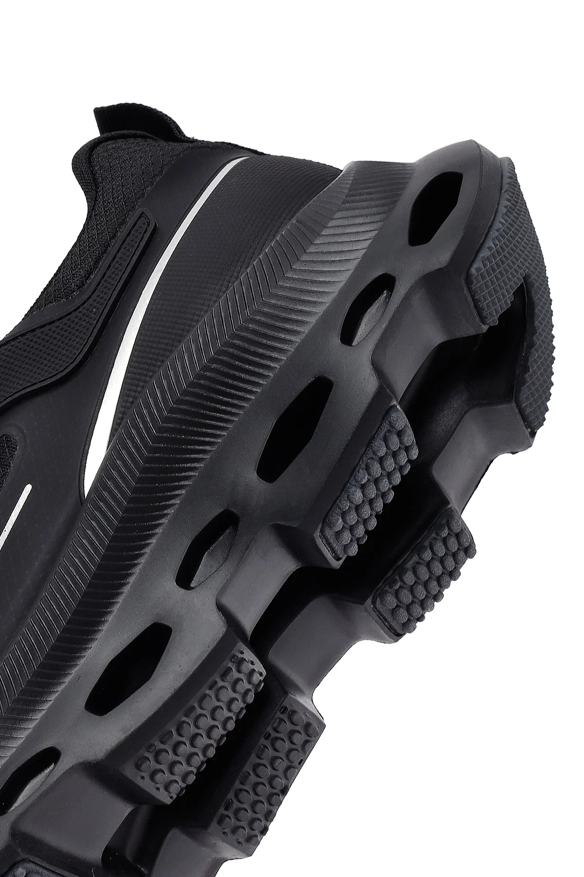 Erkek Siyah Bağcıklı Kalın Tabanlı Kumaş Sneaker - Image 8