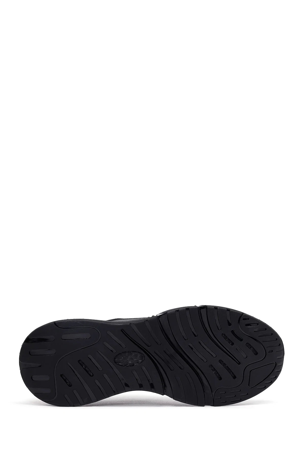 Erkek Siyah Bağcıklı Kalın Tabanlı Kumaş Sneaker - Image 4
