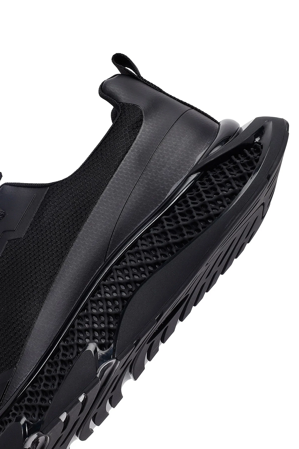 Erkek Siyah Bağcıklı Kalın Tabanlı Kumaş Sneaker - Image 8