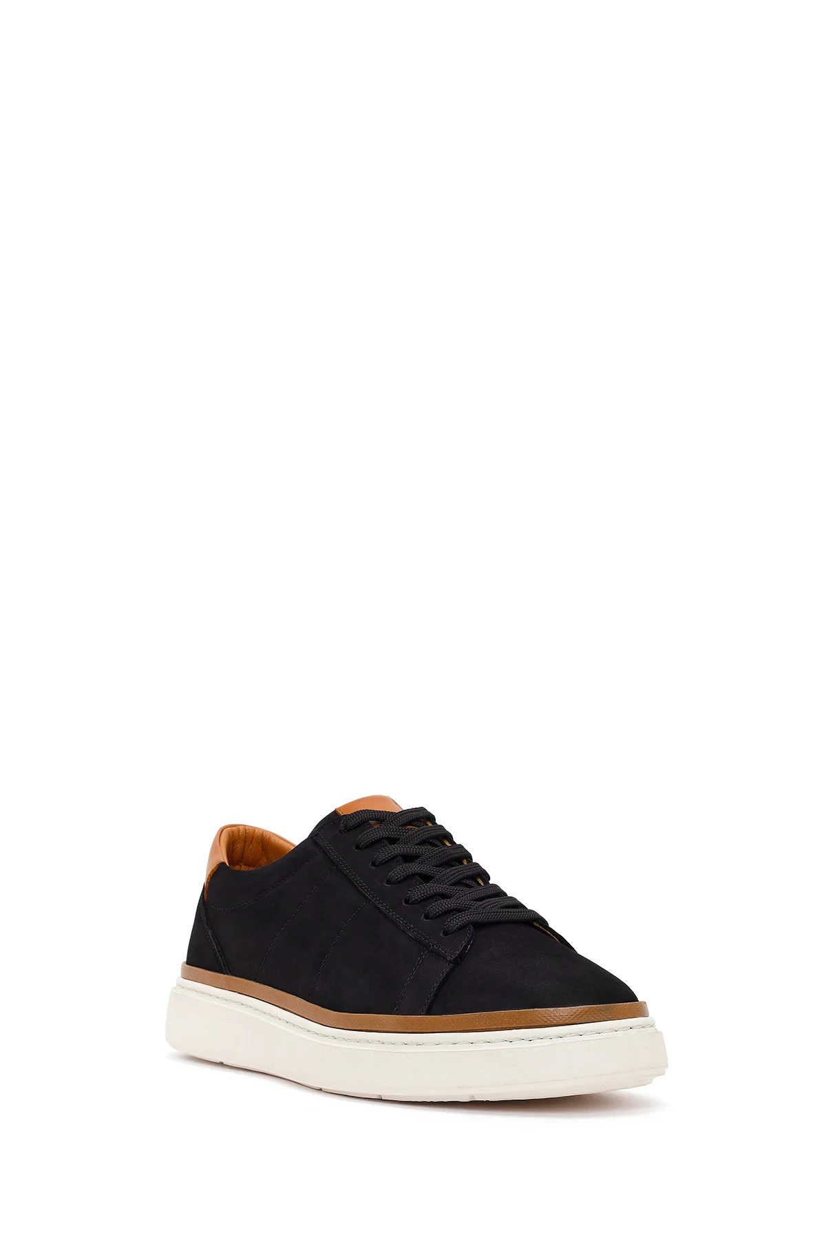 Erkek Siyah Bağcıklı Kalın Tabanlı Nubuk Deri Sneaker - Image 7