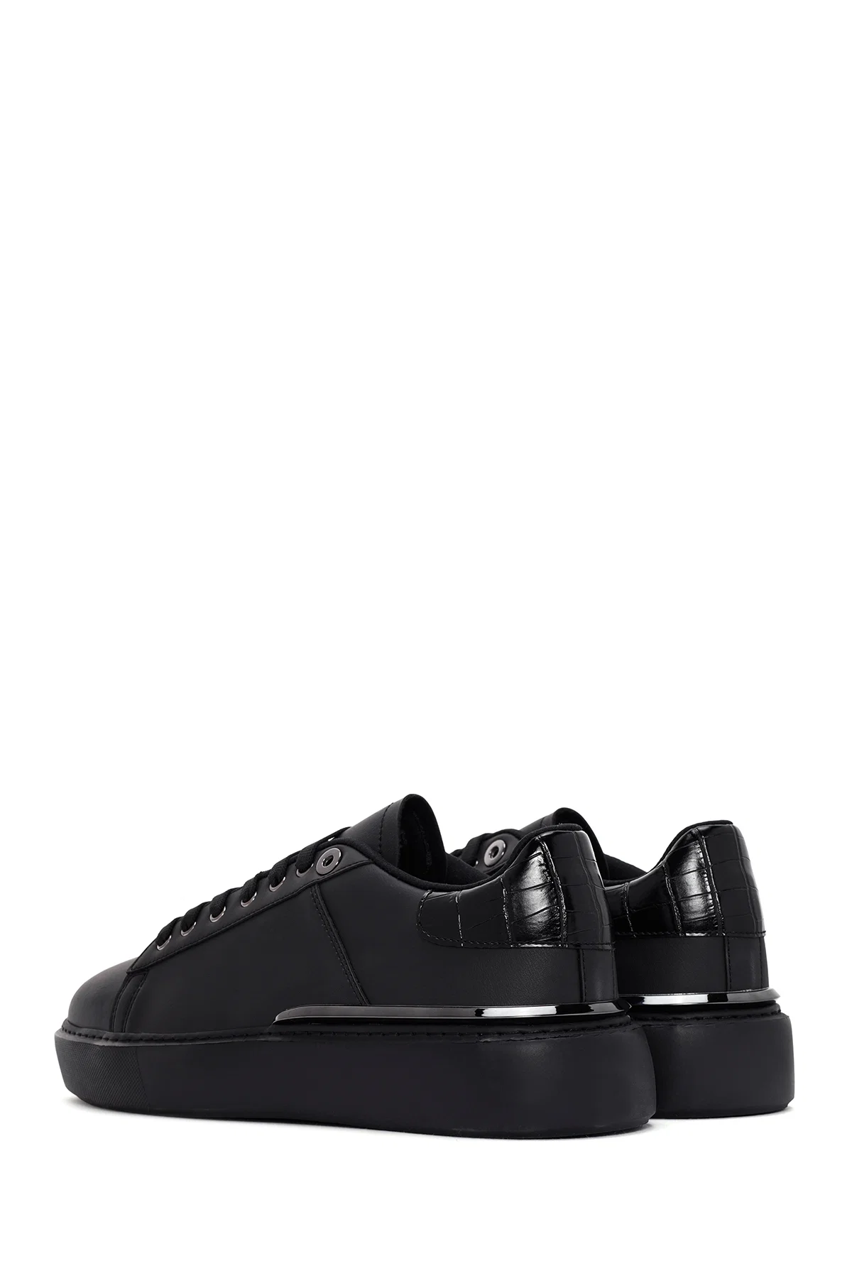 Erkek Siyah Bağcıklı Kalın Tabanlı Sneaker - Image 5