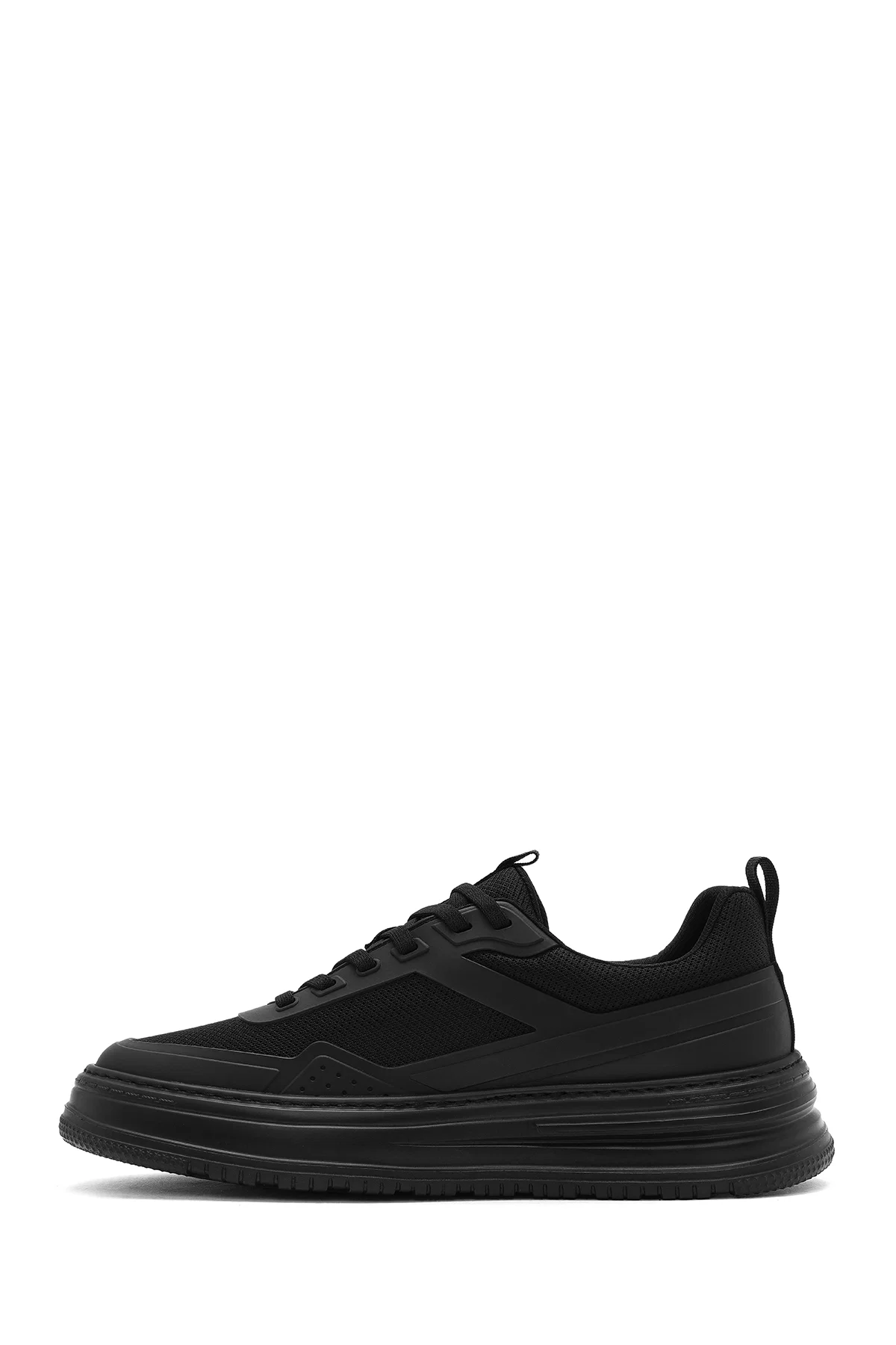 Erkek Siyah Bağcıklı Kalın Tabanlı Sneaker - Image 2