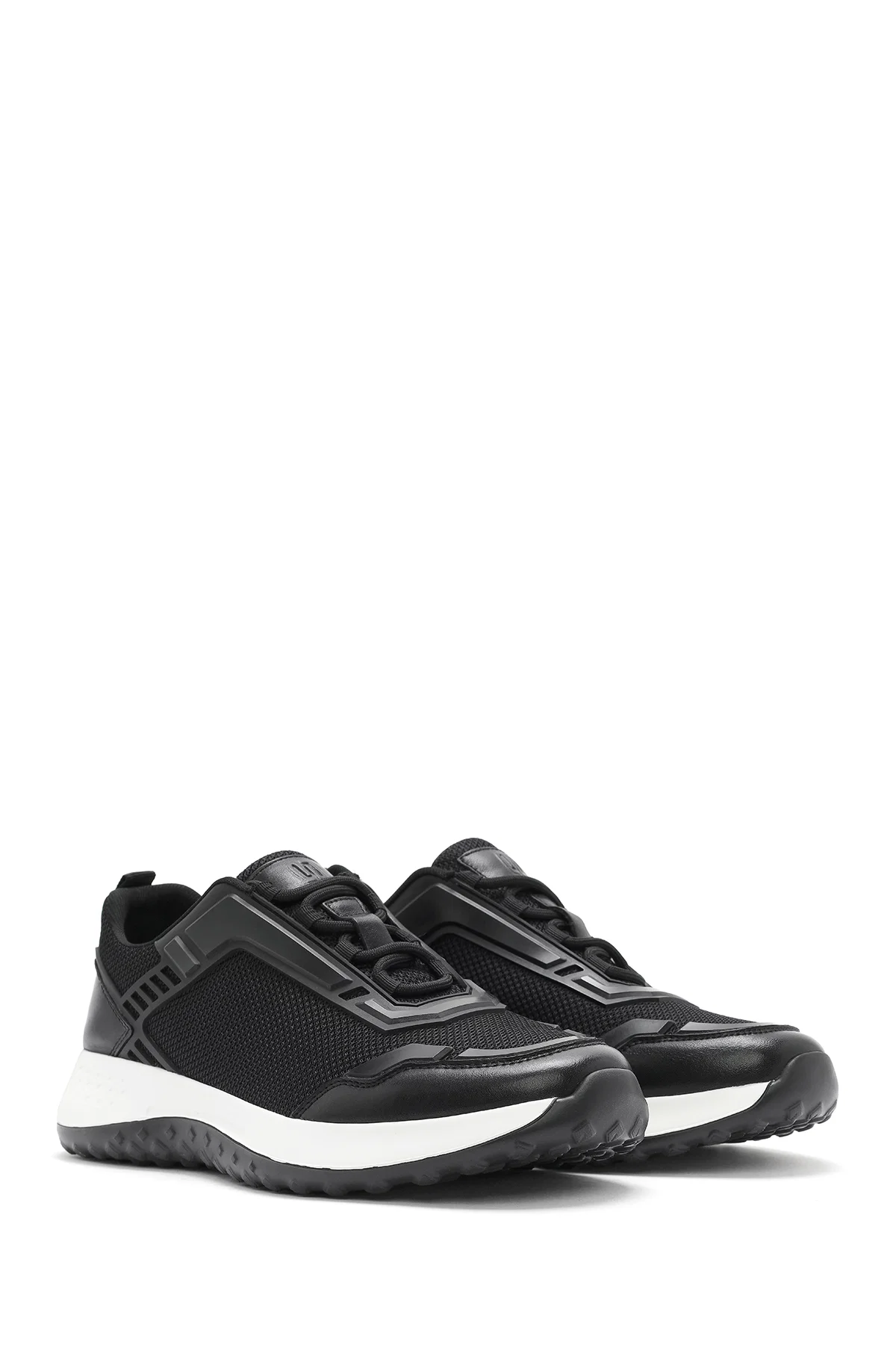 Erkek Siyah Bağcıklı Kalın Tabanlı Sneaker - Image 3