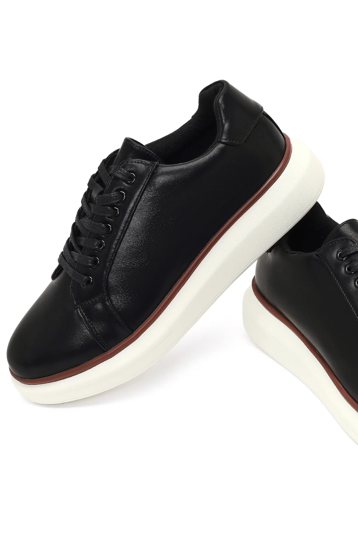Erkek Siyah Bağcıklı Kalın Tabanlı Sneaker - Image 10