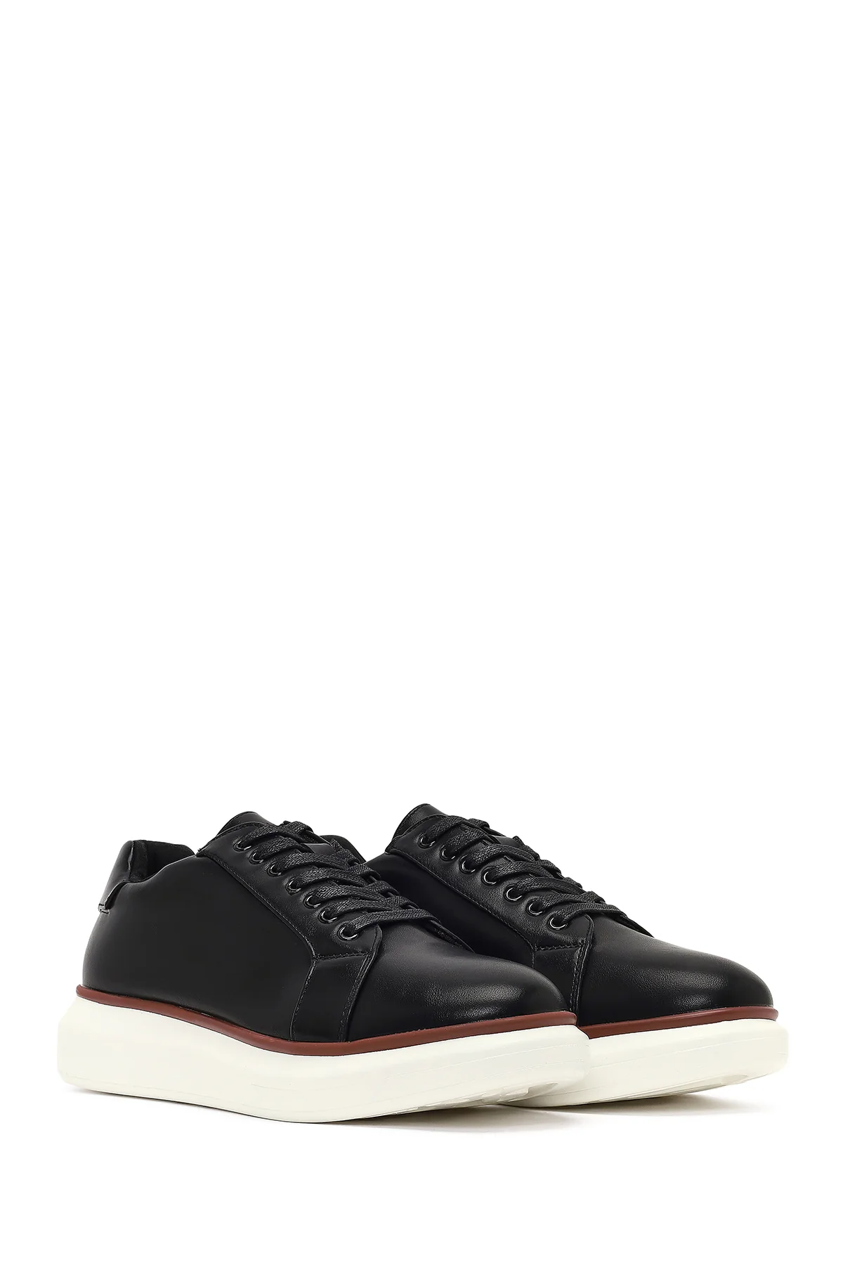 Erkek Siyah Bağcıklı Kalın Tabanlı Sneaker - Image 3