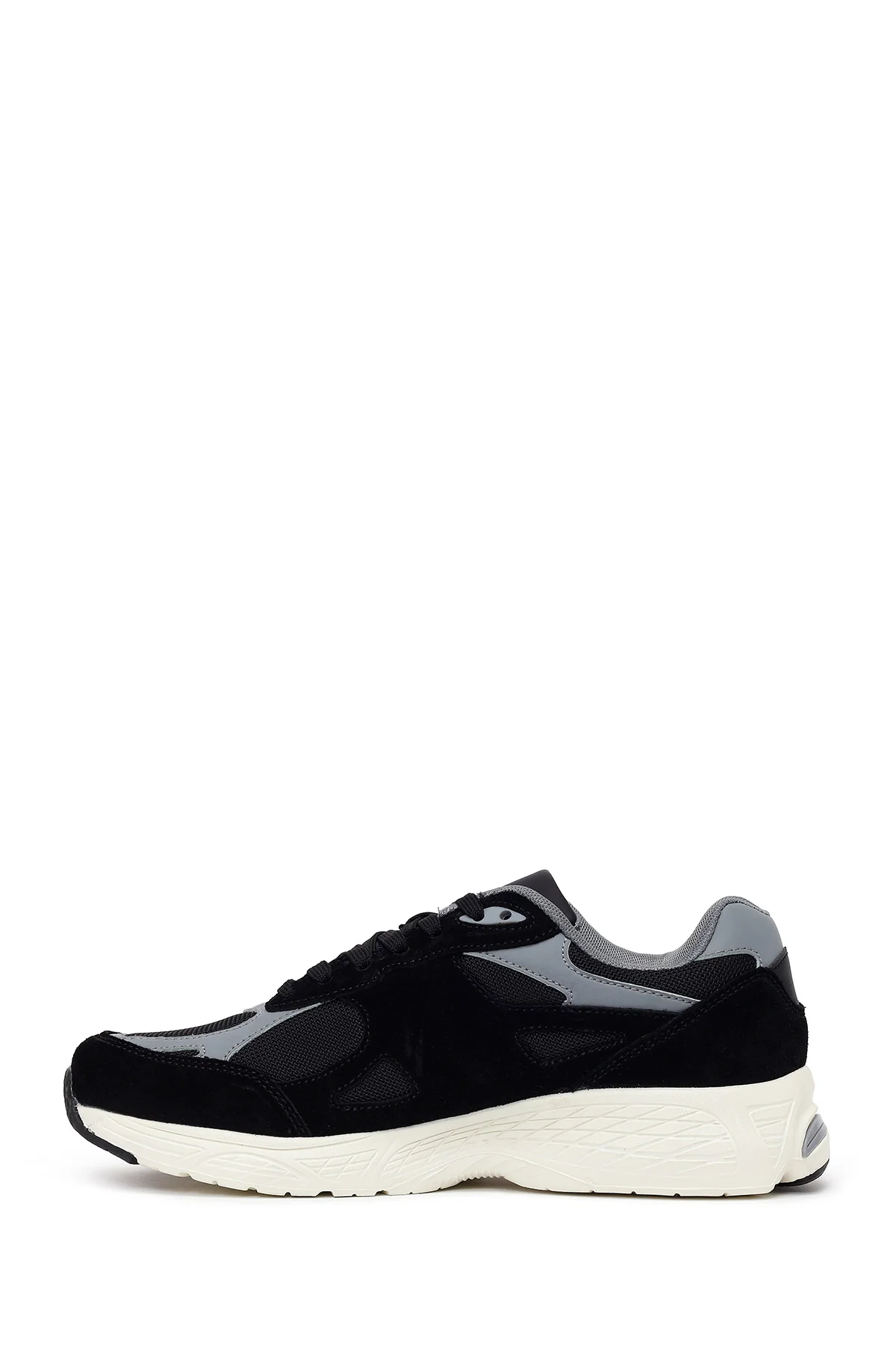 Erkek Siyah Bağcıklı Kalın Tabanlı Süet Deri Sneaker - Image 3