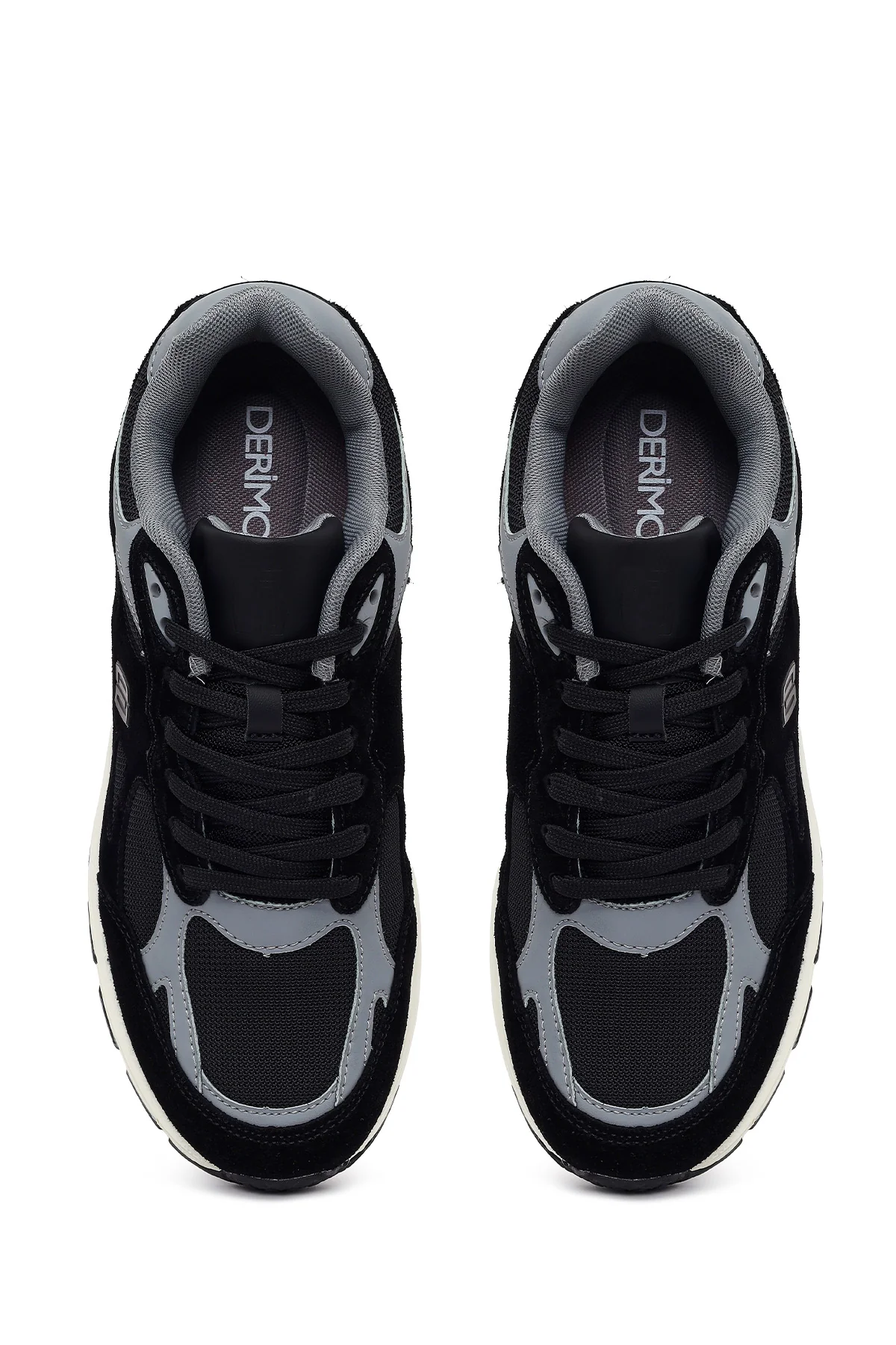 Erkek Siyah Bağcıklı Kalın Tabanlı Süet Deri Sneaker - Image 4
