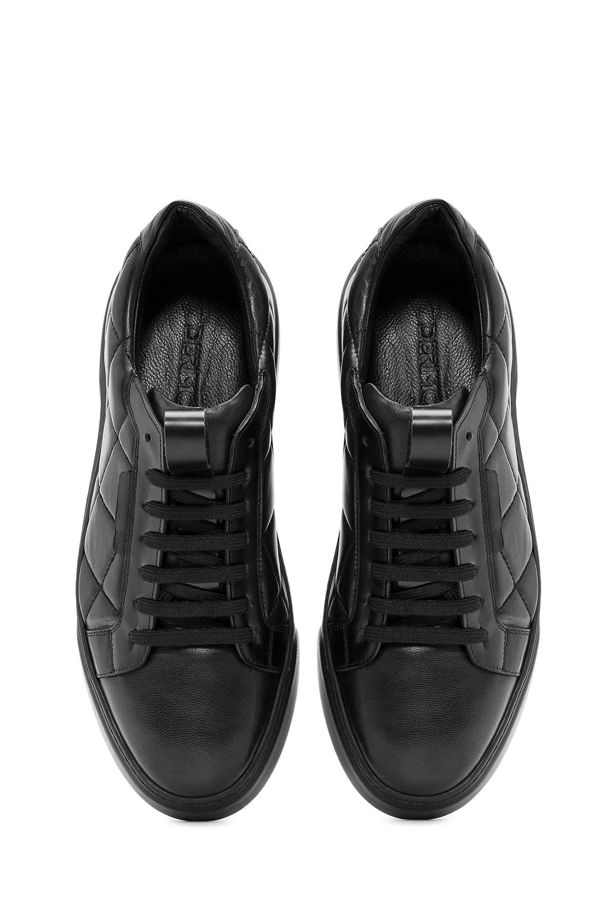 Erkek Siyah Bağcıklı Kroko Desenli Deri Sneaker - Image 7