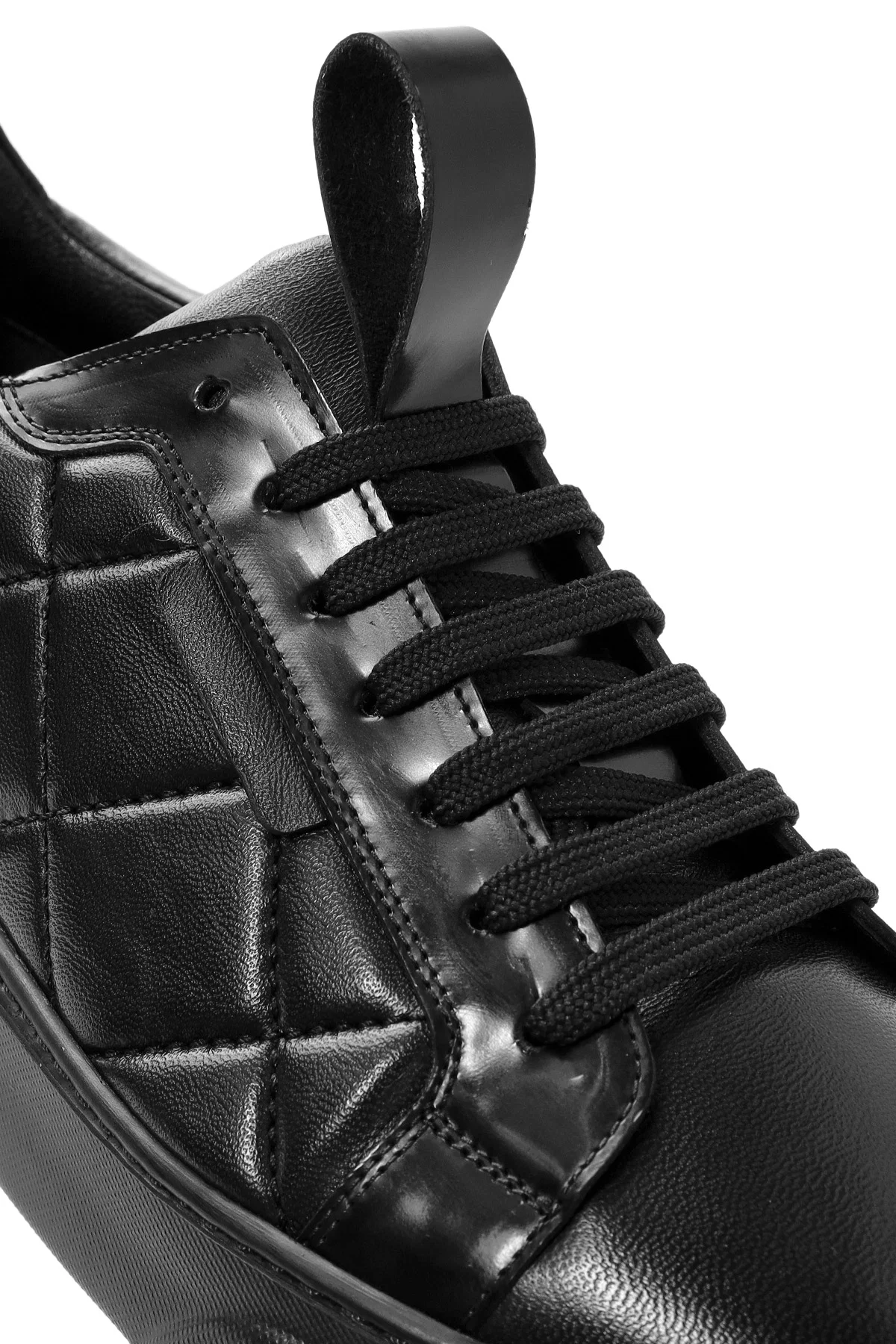 Erkek Siyah Bağcıklı Kroko Desenli Deri Sneaker - Image 9