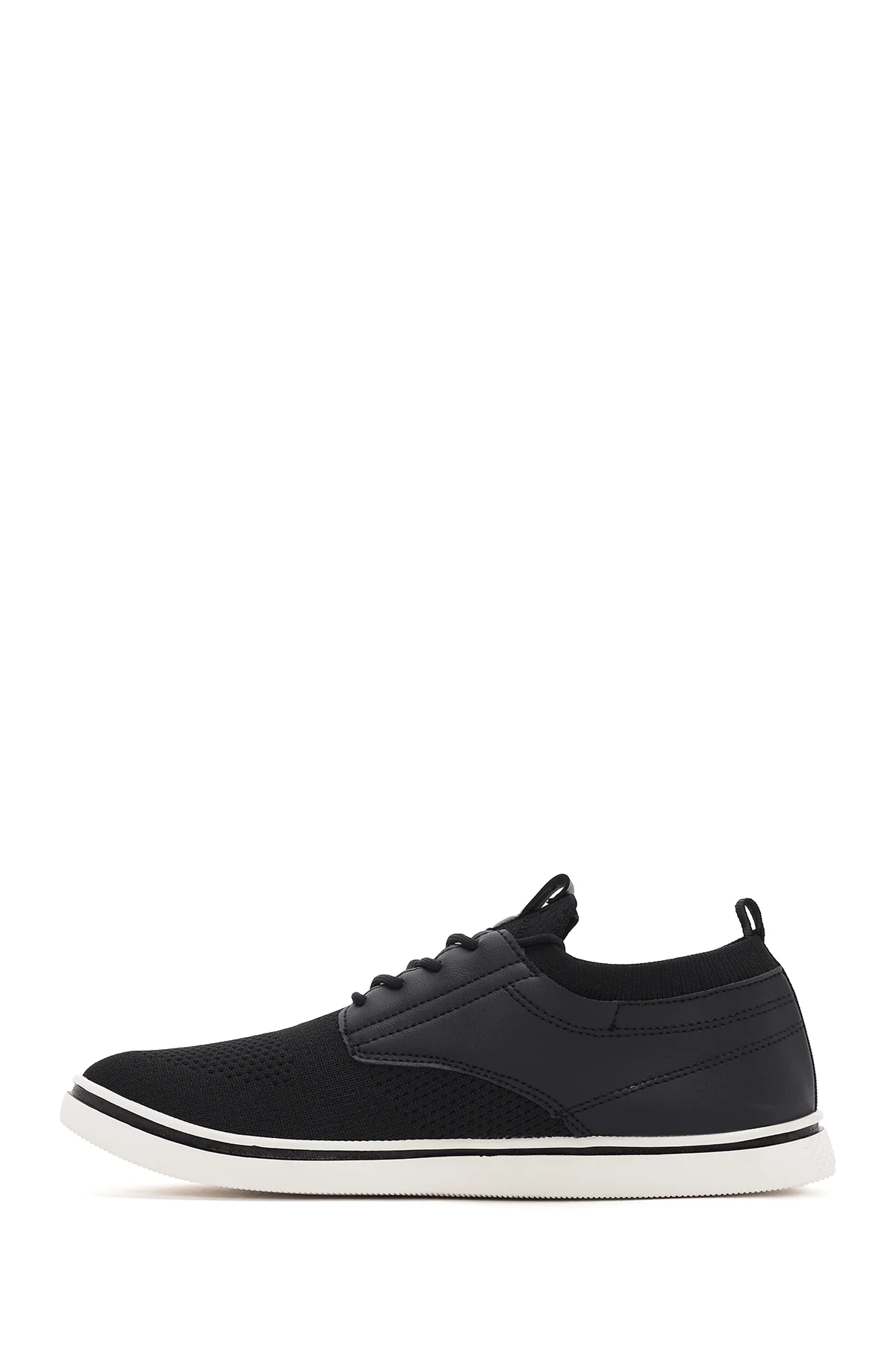 Erkek Siyah Bağcıklı Kumaş Sneaker - Image 2