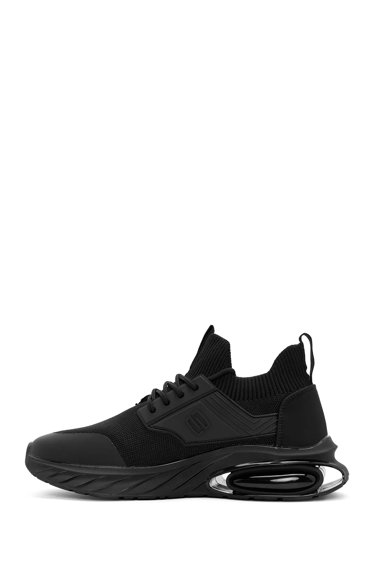 Erkek Siyah Bağcıklı Kumaş Sneaker - Image 2