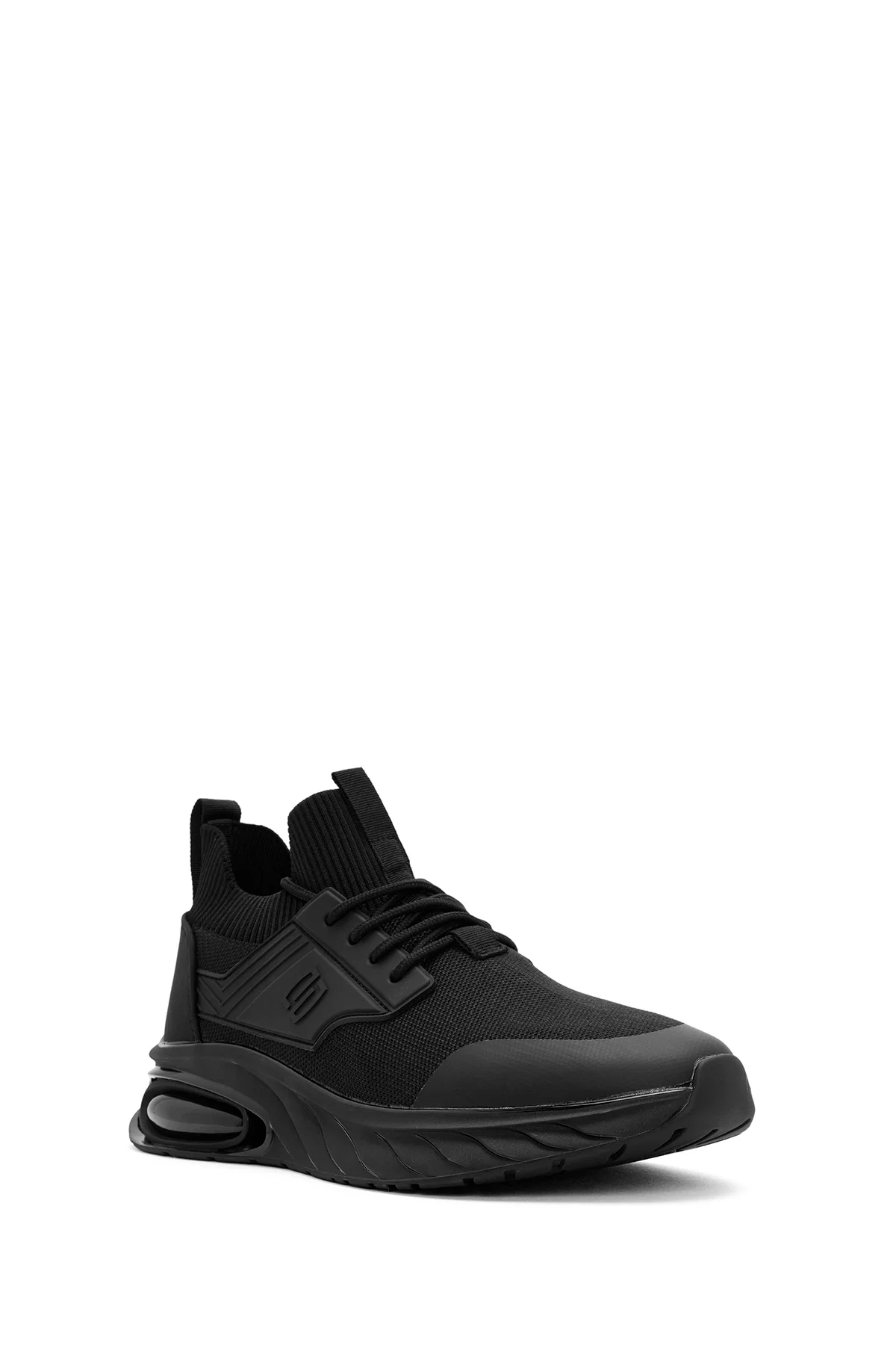 Erkek Siyah Bağcıklı Kumaş Sneaker - Image 6