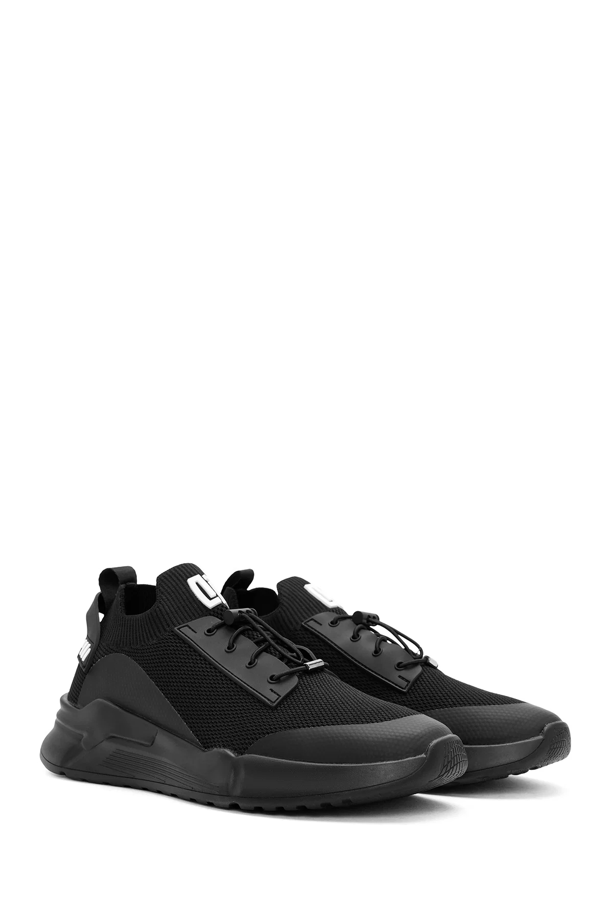 Erkek Siyah Bağcıklı Kumaş Sneaker - Image 3