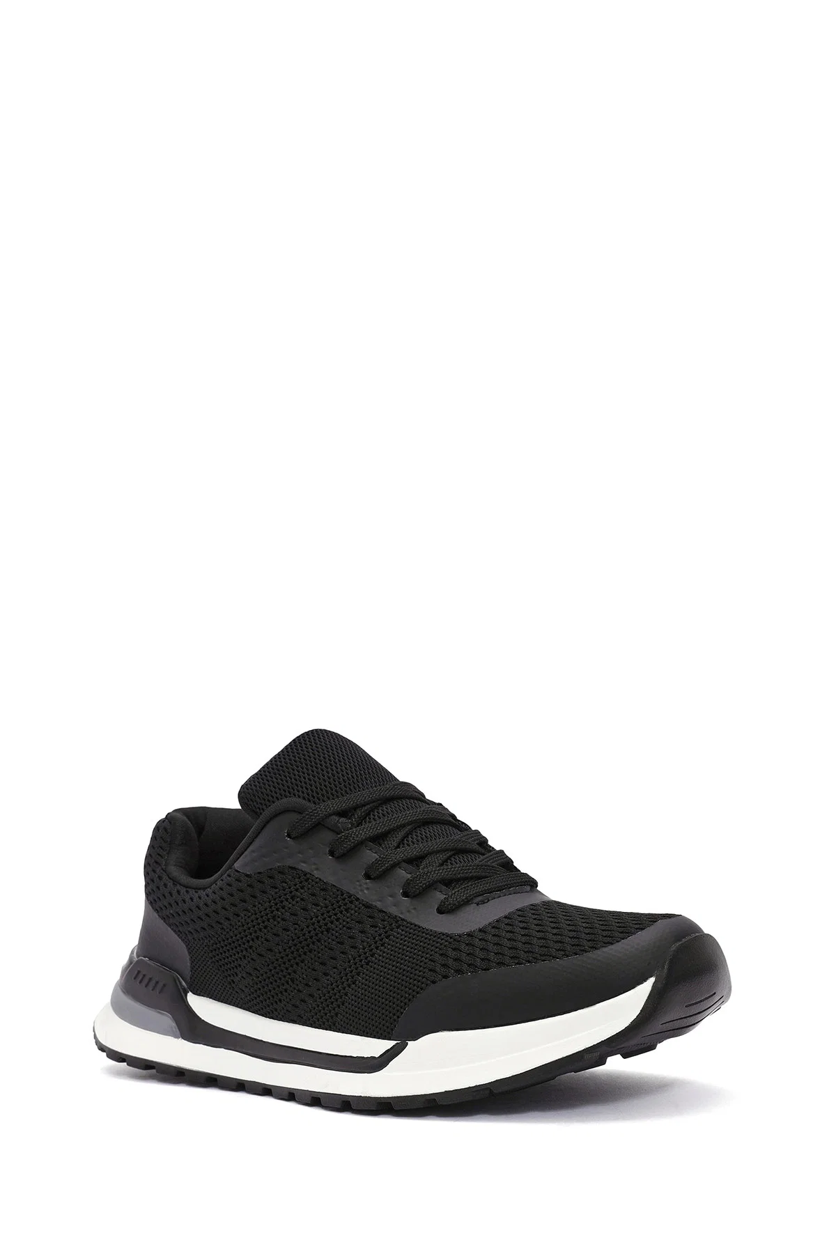 Erkek Siyah Bağcıklı Kumaş Sneaker - Image 6