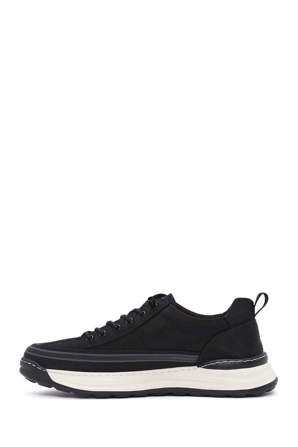 Erkek Siyah Bağcıklı Kumaş Sneaker - Image 2
