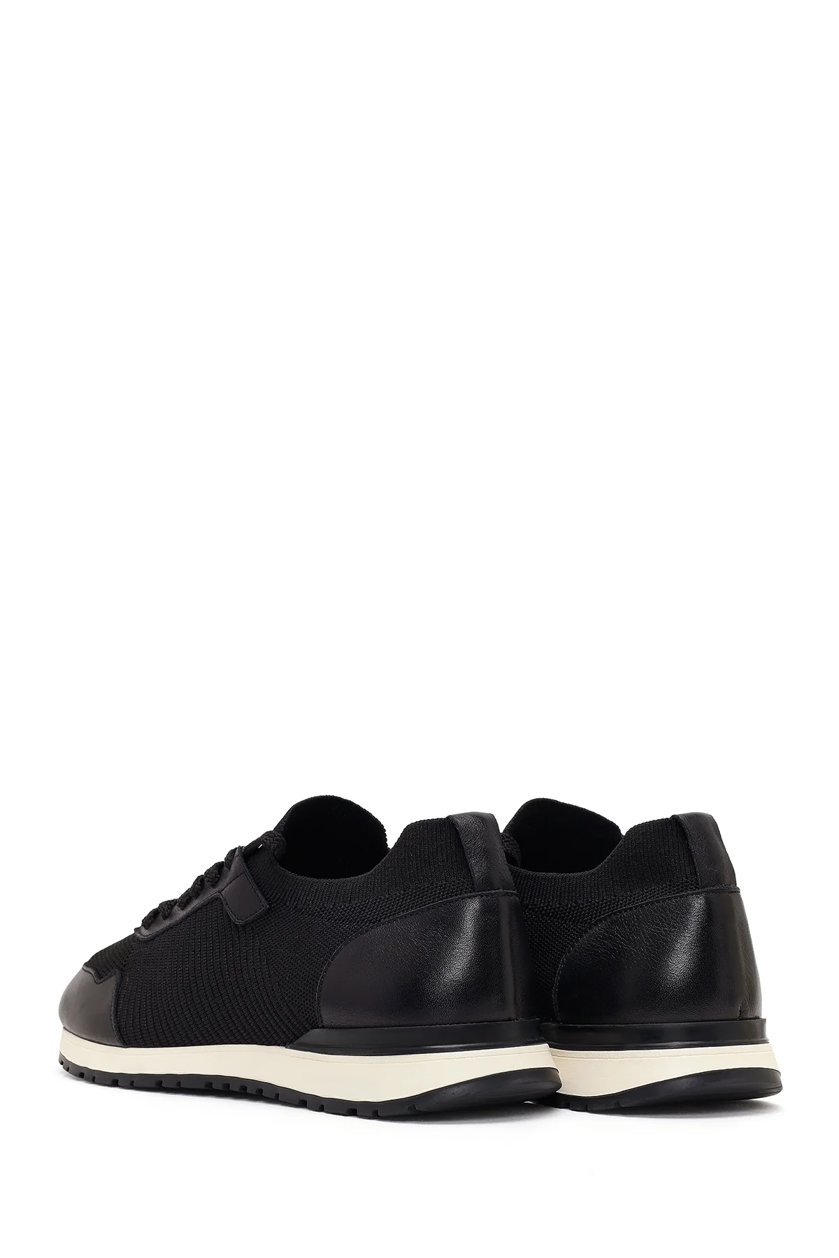 Erkek Siyah Bağcıklı Kumaş Sneaker - Image 6
