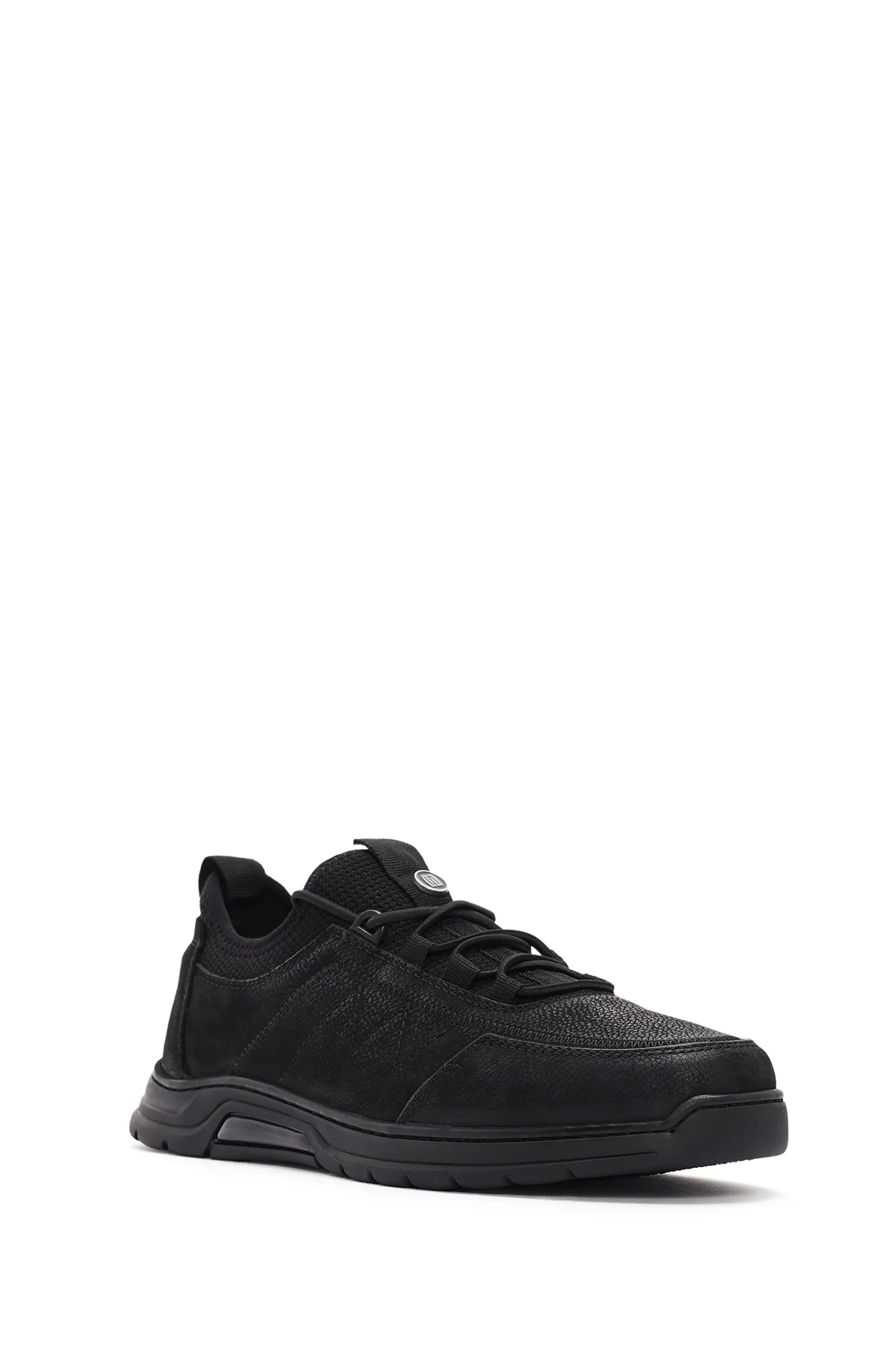 Erkek Siyah Bağcıklı Nubuk Deri Casual Sneaker - Image 6
