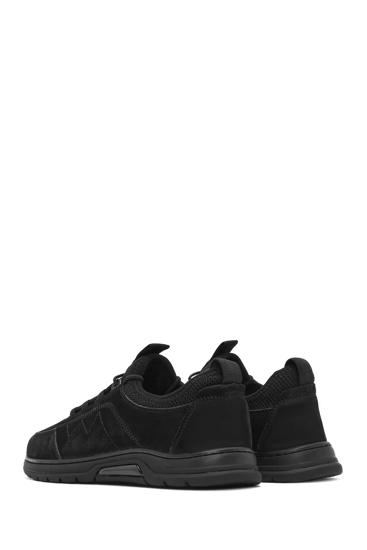 Erkek Siyah Bağcıklı Nubuk Deri Casual Sneaker - Image 5