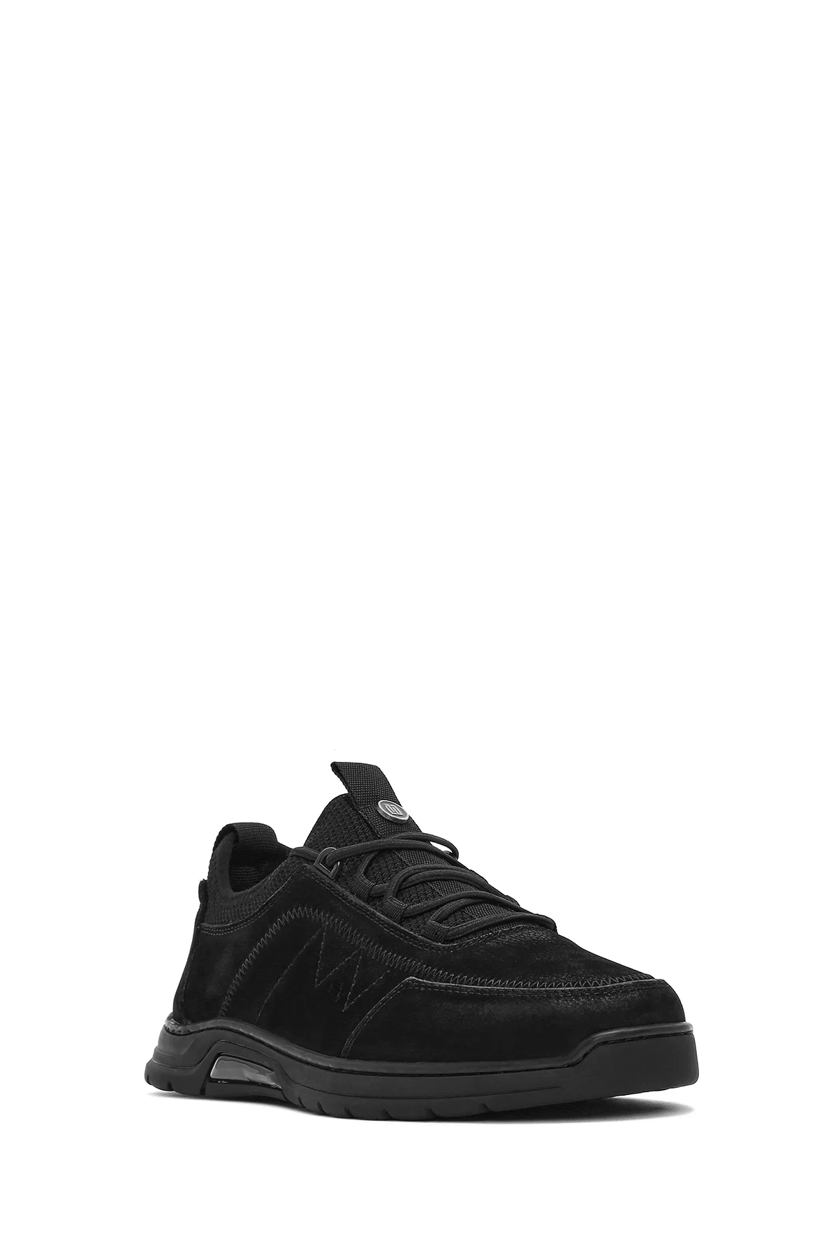 Erkek Siyah Bağcıklı Nubuk Deri Casual Sneaker - Image 6