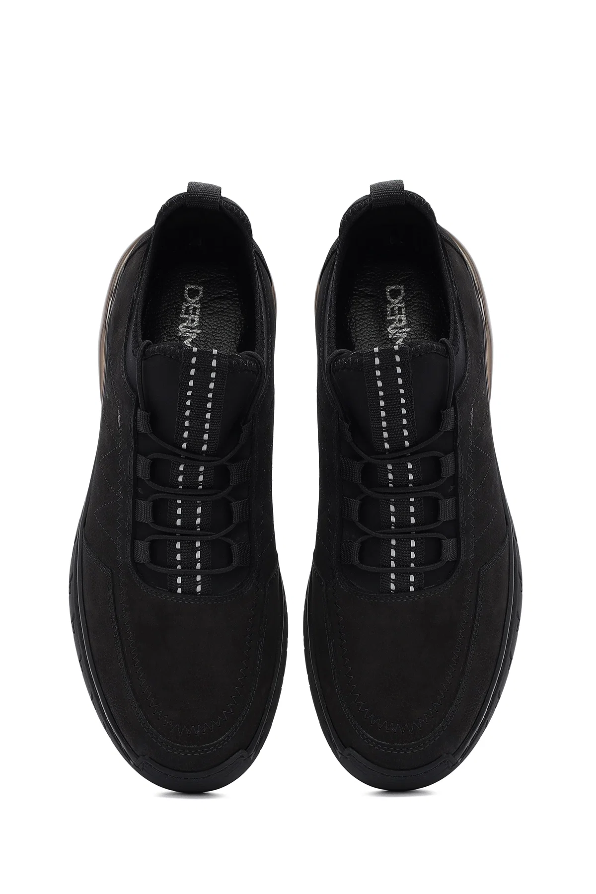 Erkek Siyah Bağcıklı Nubuk Deri Comfort Sneaker - Image 7