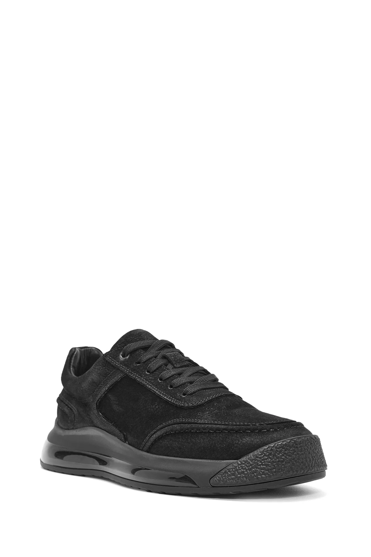 Erkek Siyah Bağcıklı Nubuk Deri Sneaker - Image 6