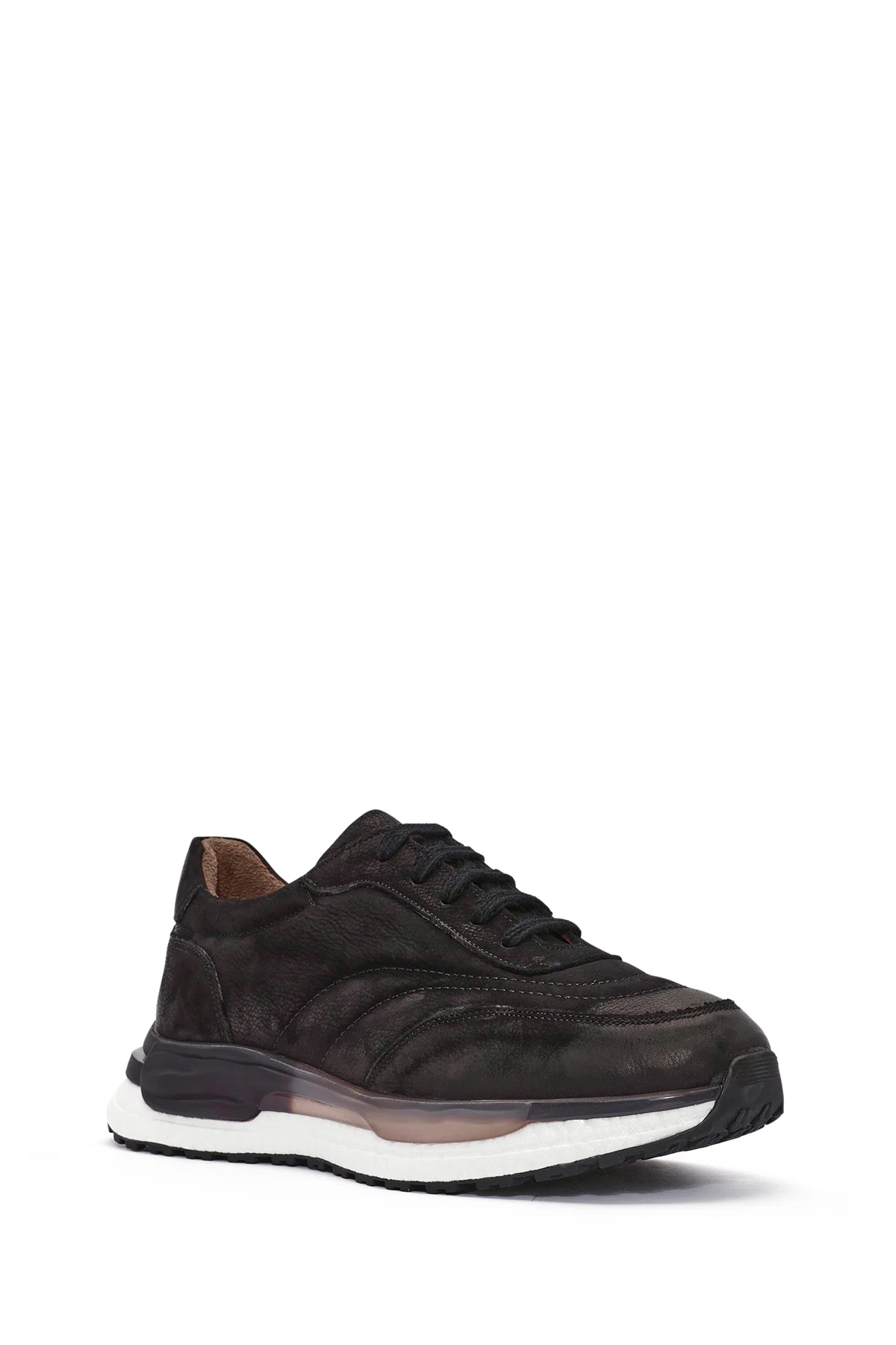 Erkek Siyah Bağcıklı Nubuk Deri Sneaker - Image 6
