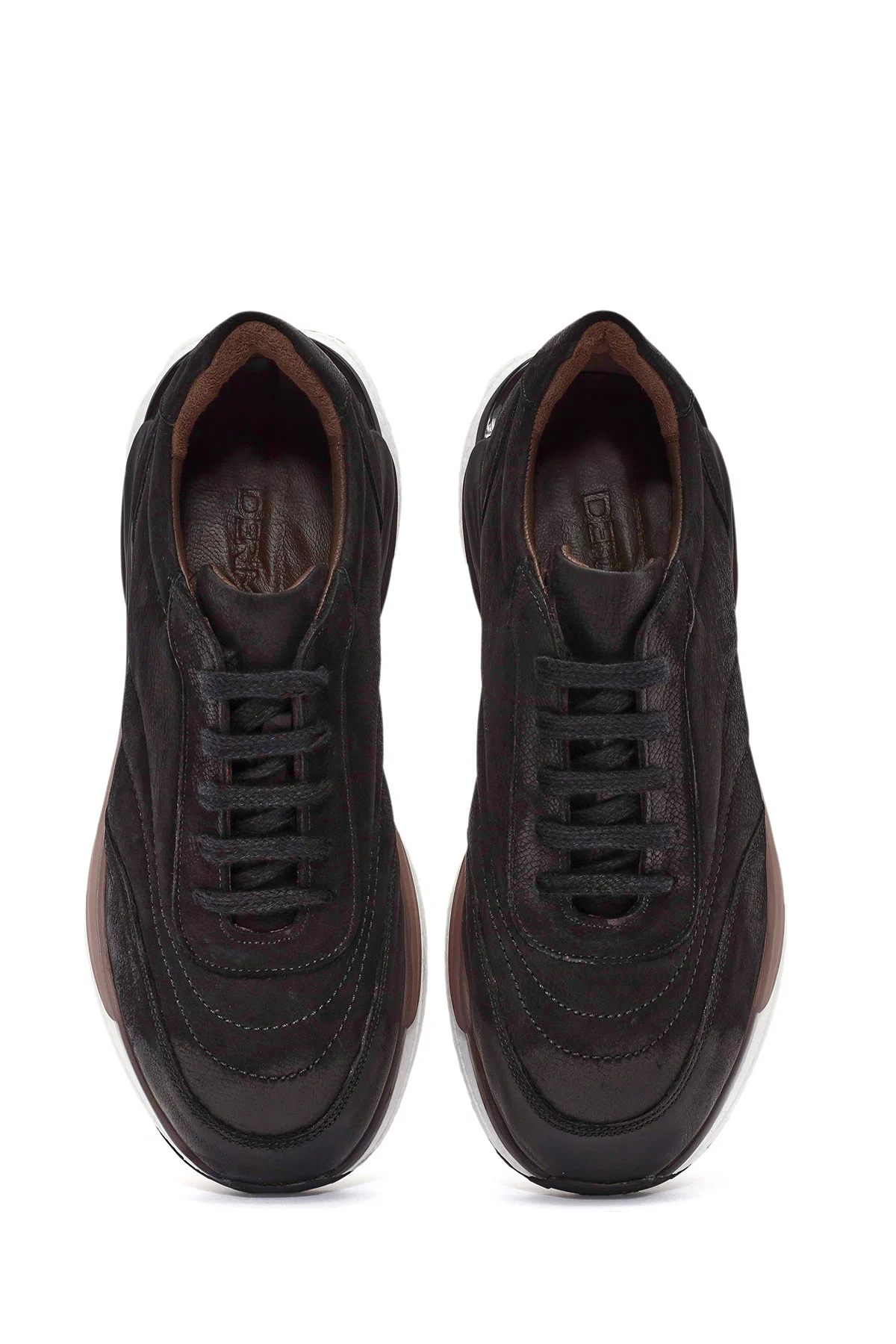 Erkek Siyah Bağcıklı Nubuk Deri Sneaker - Image 7