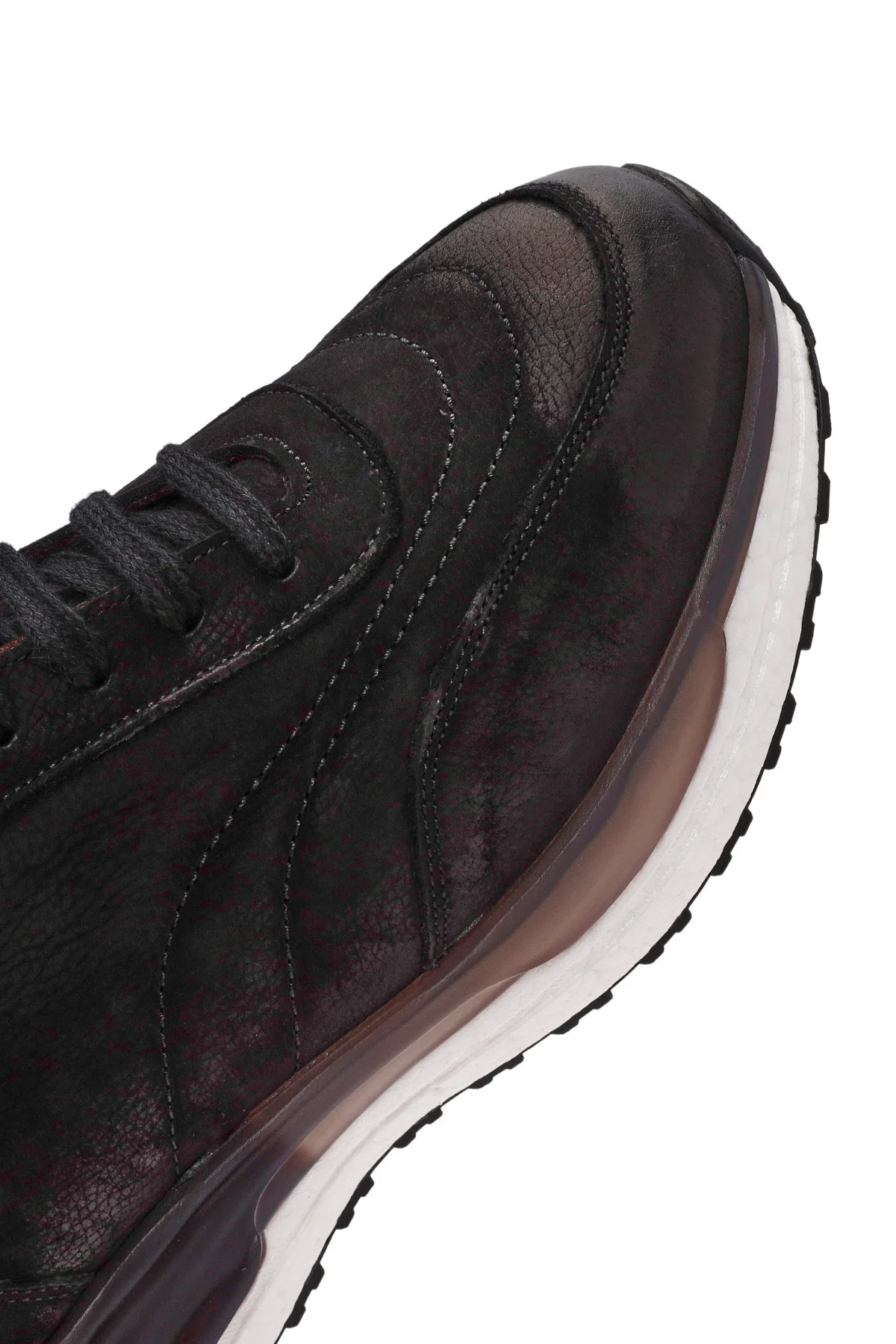 Erkek Siyah Bağcıklı Nubuk Deri Sneaker - Image 9