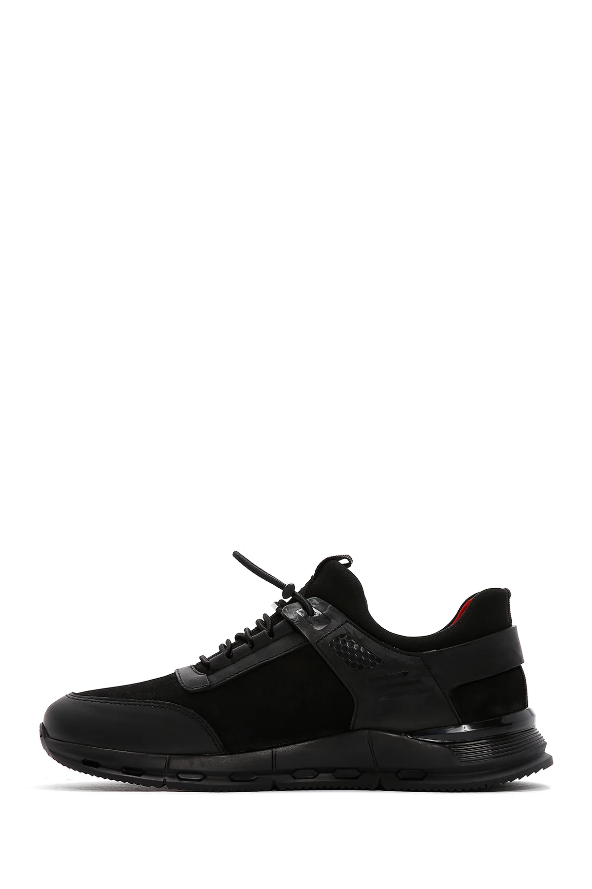 Erkek Siyah Bağcıklı Nubuk Deri Sneaker - Image 4