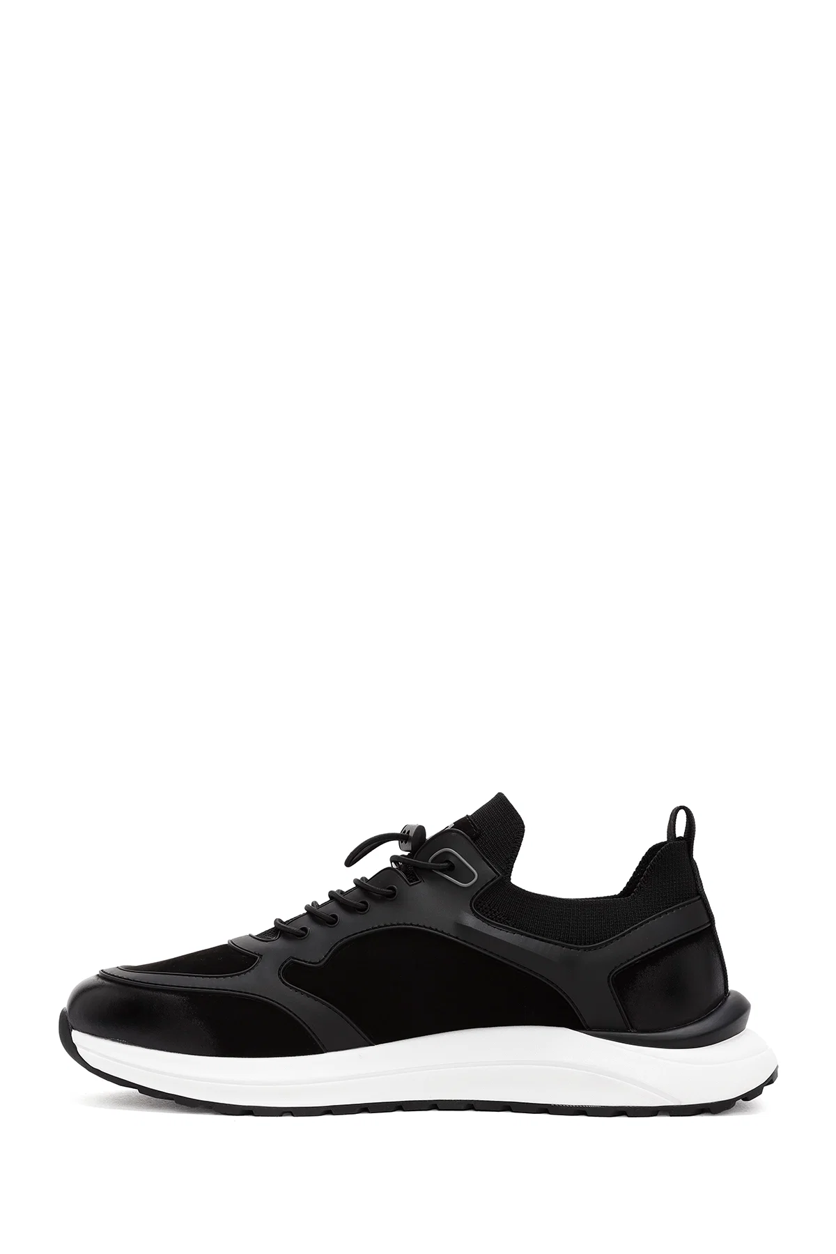 Erkek Siyah Bağcıklı Nubuk Deri Sneaker - Image 2