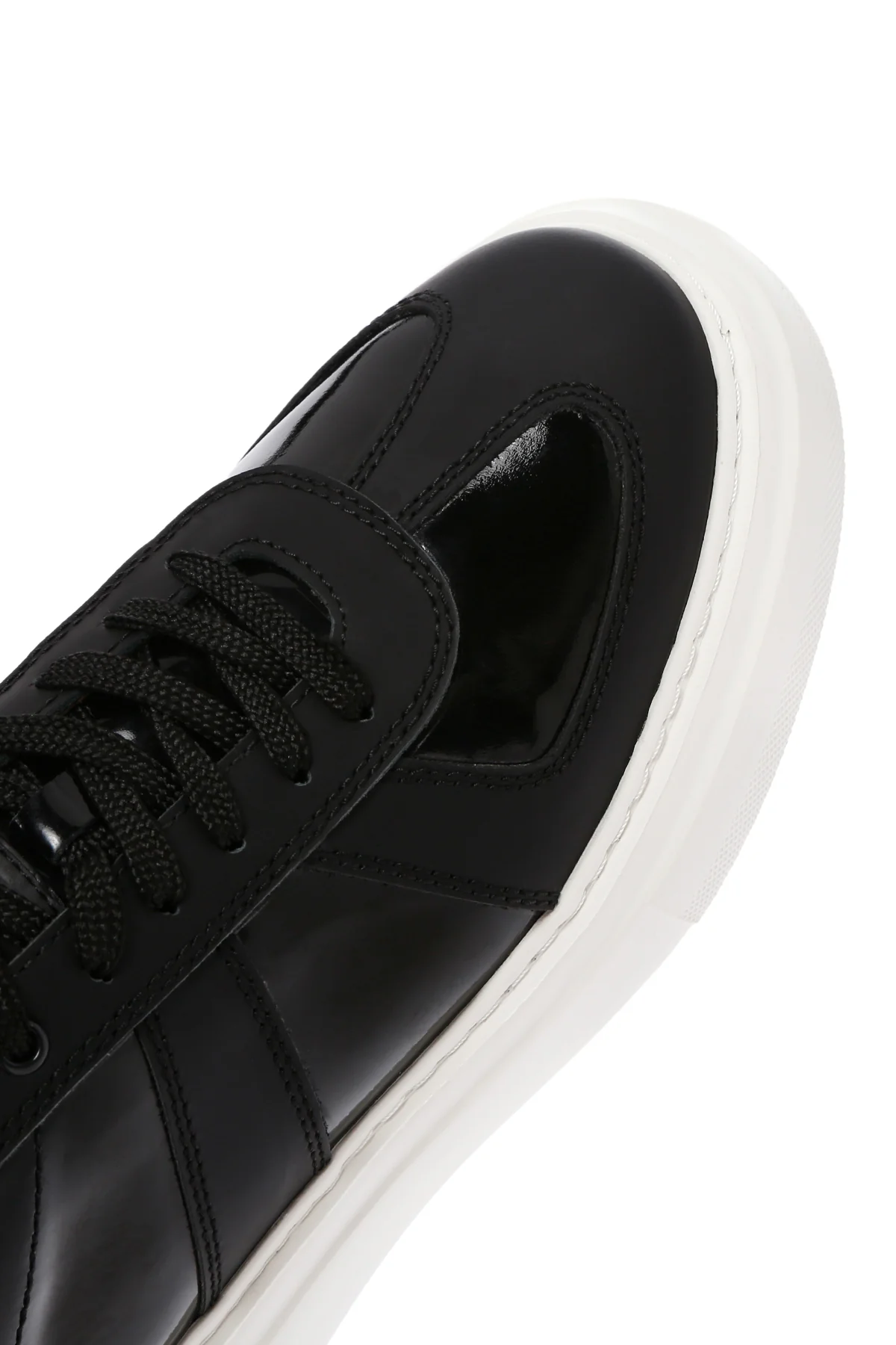 Erkek Siyah Bağcıklı Rugan Deri Casual Sneaker - Image 10
