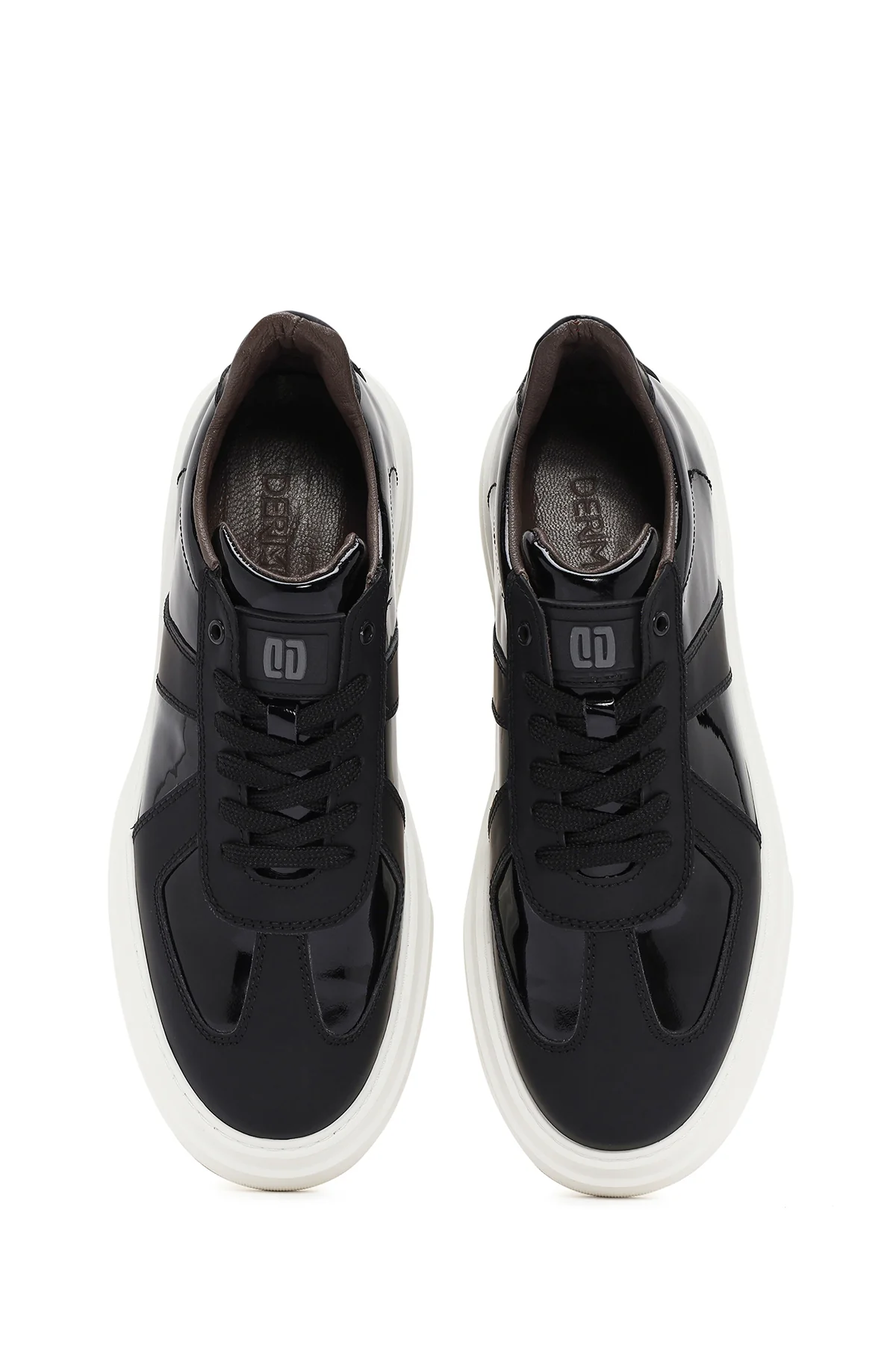 Erkek Siyah Bağcıklı Rugan Deri Casual Sneaker - Image 7