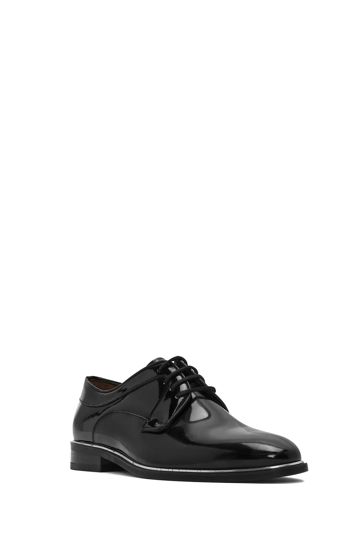 Erkek Siyah Bağcıklı Rugan Deri Klasik Ayakkabı - Image 6