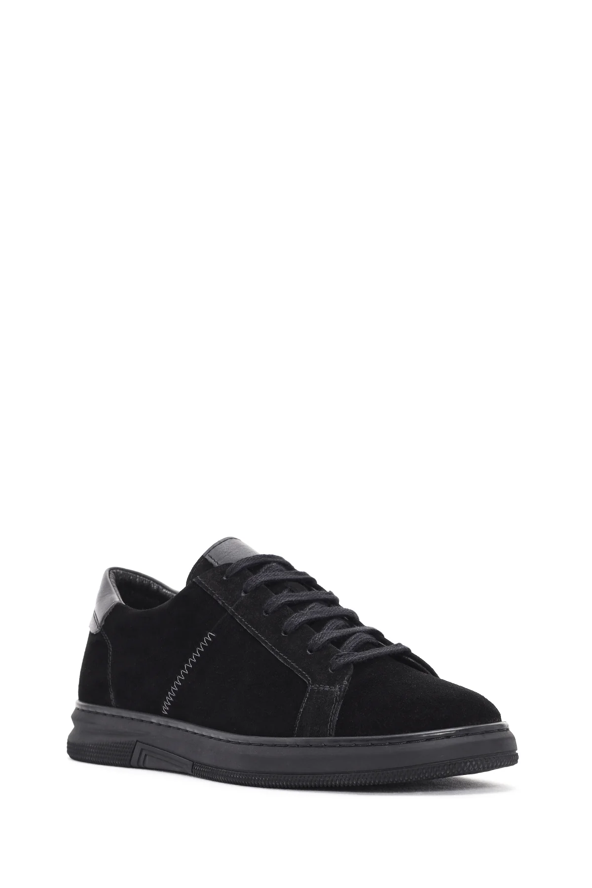 Erkek Siyah Bağcıklı Süet Deri Sneaker - Image 6