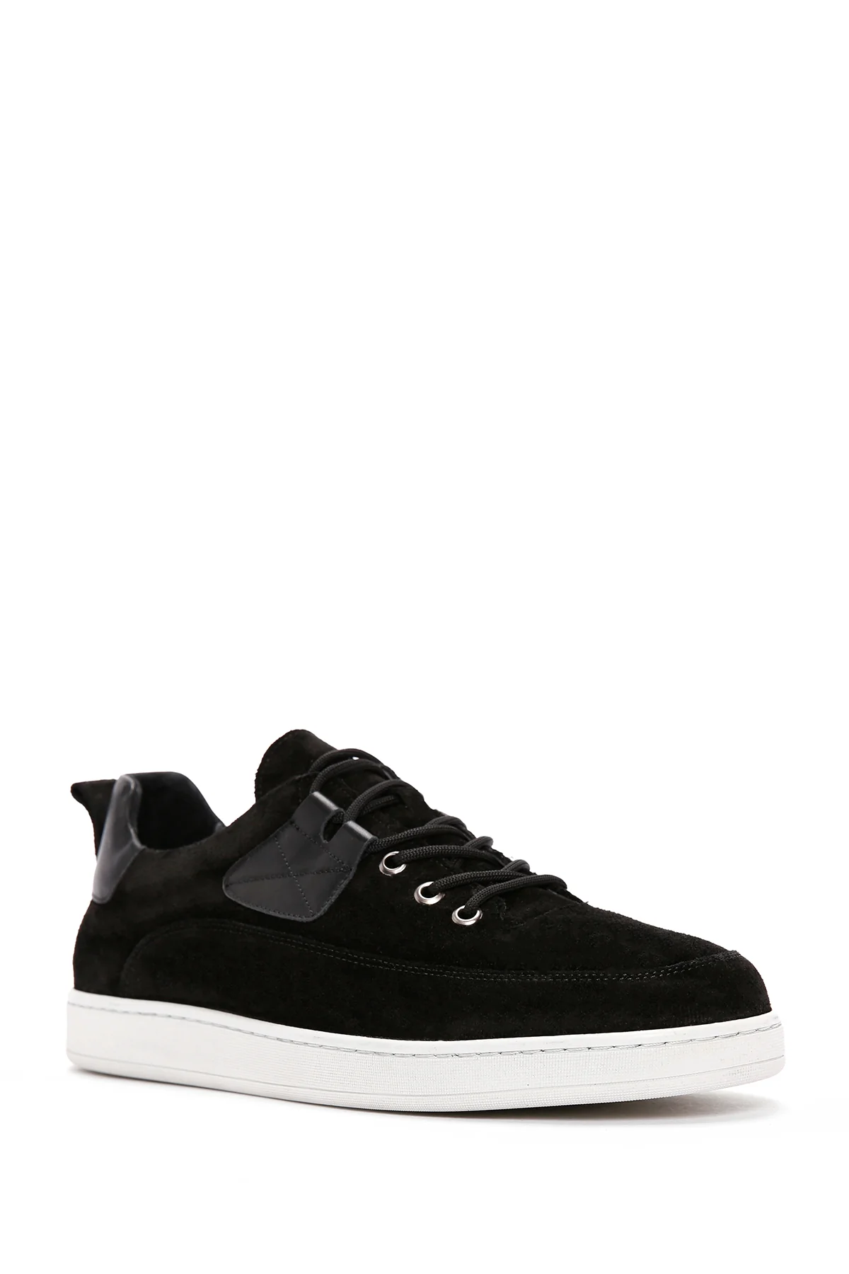Erkek Siyah Bağcıklı Süet Deri Sneaker - Image 5