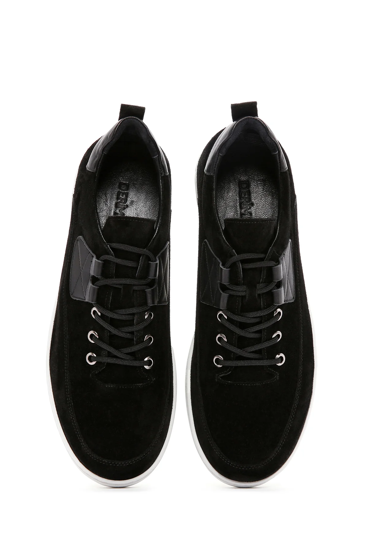 Erkek Siyah Bağcıklı Süet Deri Sneaker - Image 7